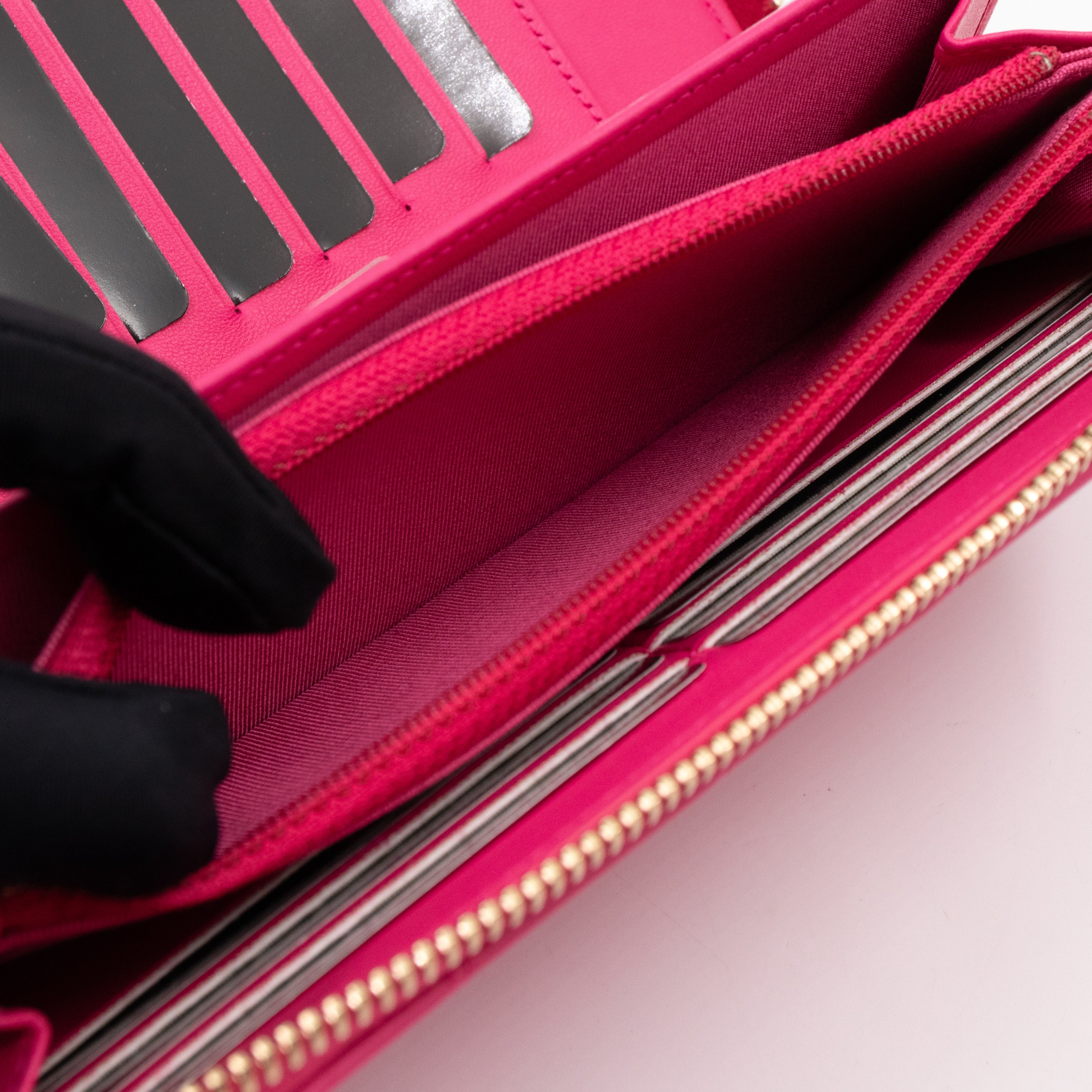 Zip Around Organizer Wallet Pink Leather