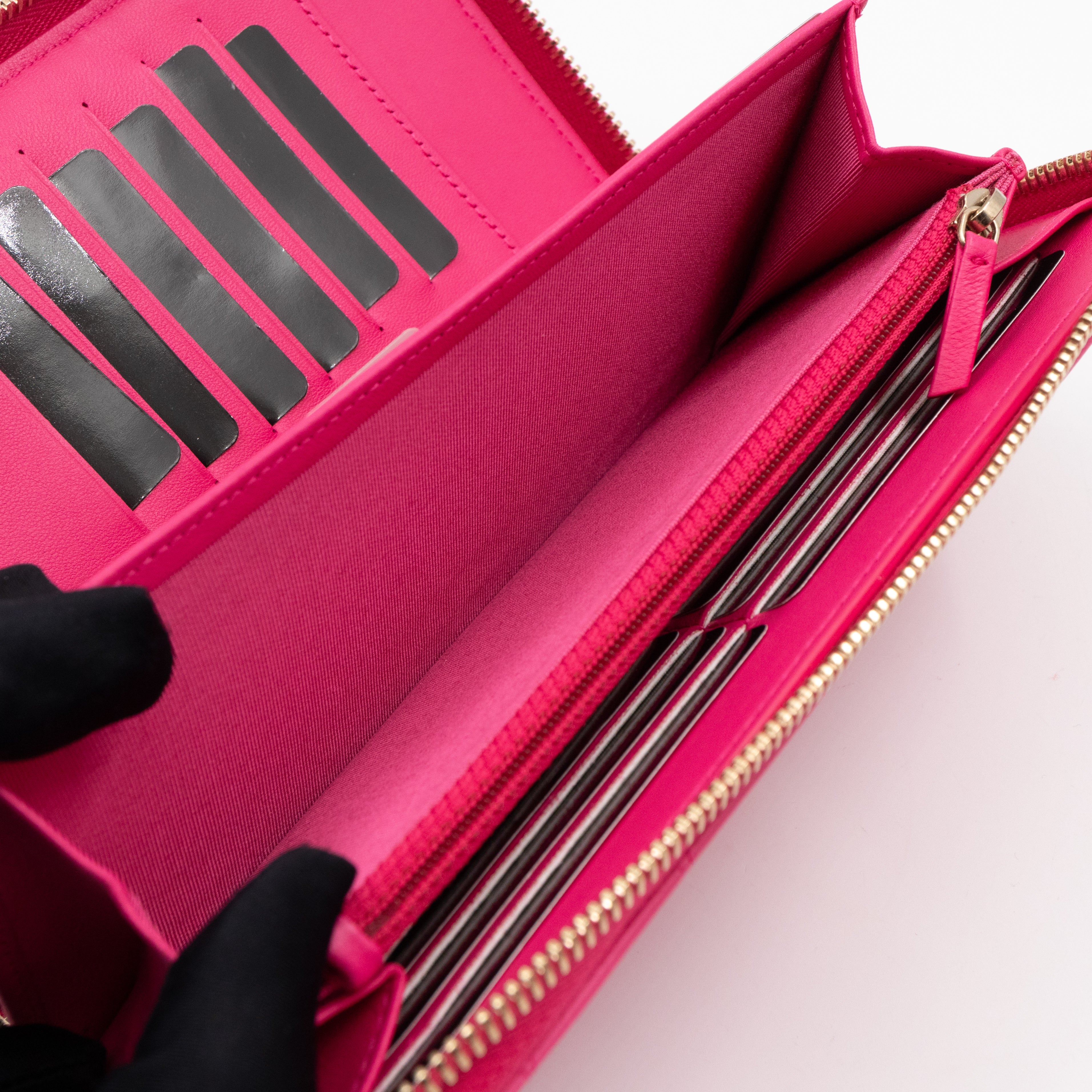 Zip Around Organizer Wallet Pink Leather