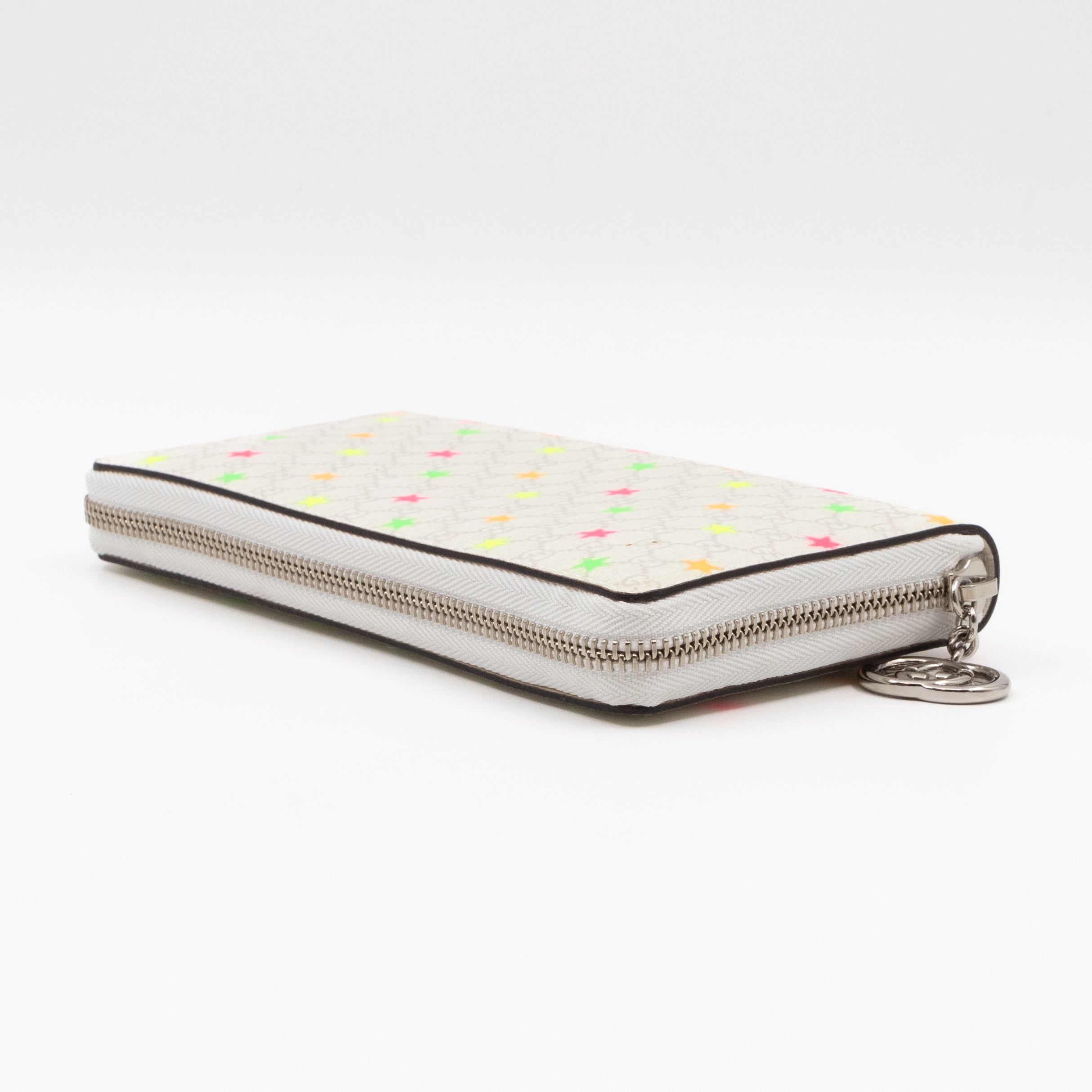 Zip Around Wallet White Micro GG Supreme Stars Canvas