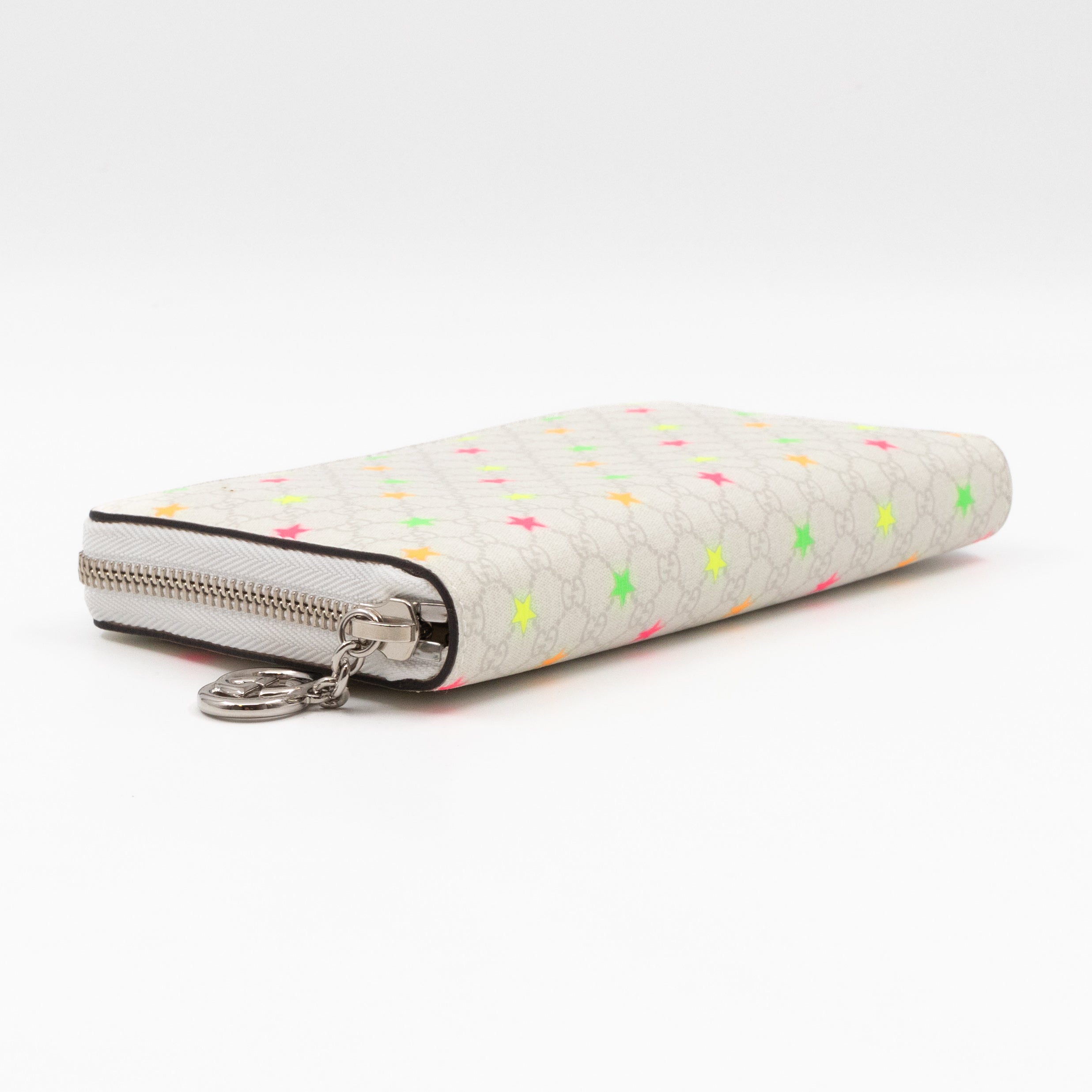 Zip Around Wallet White Micro GG Supreme Stars Canvas