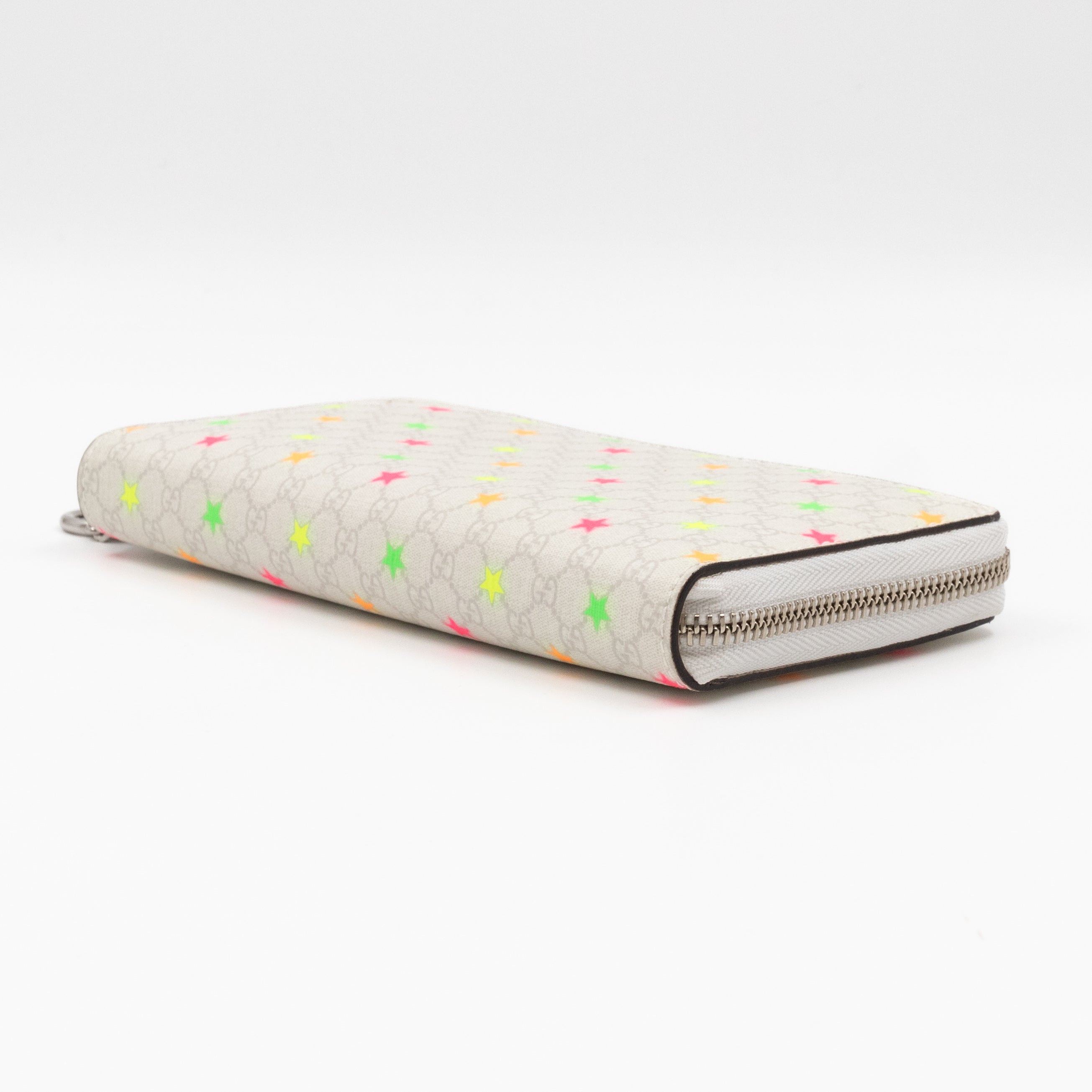 Zip Around Wallet White Micro GG Supreme Stars Canvas