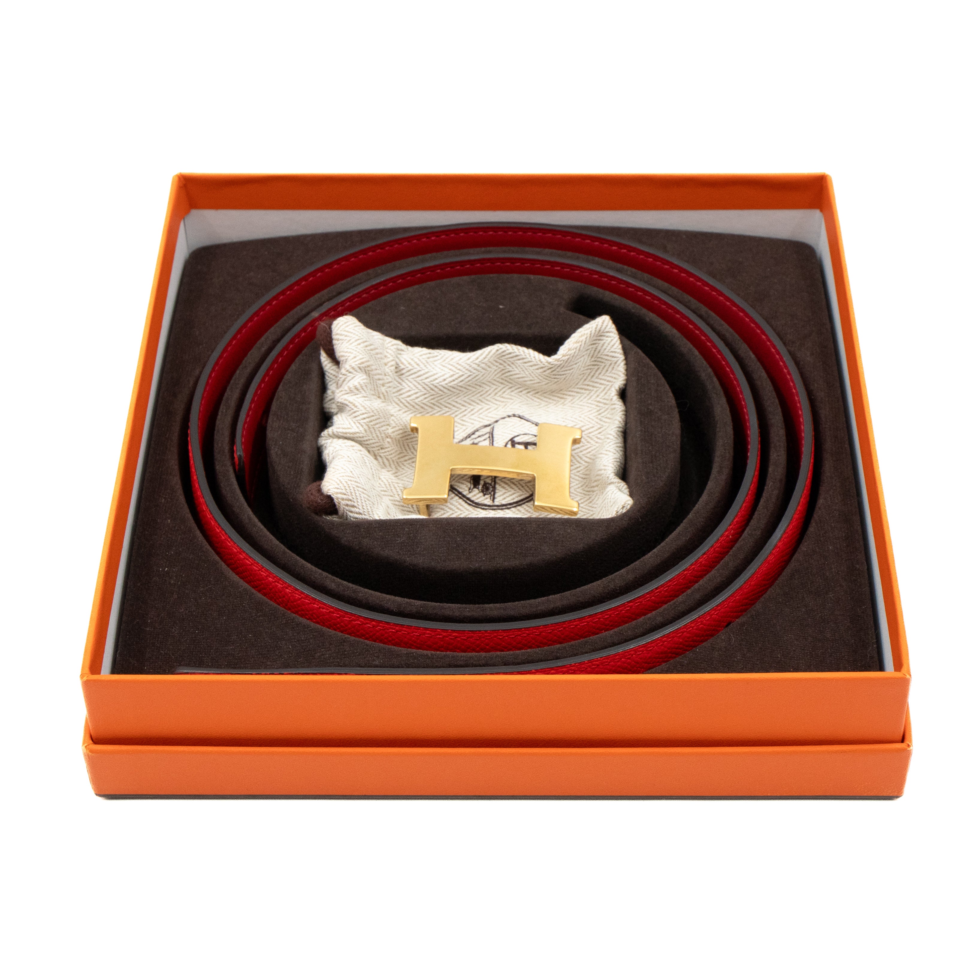 Mini Constance Buckle & Reversible Red and Rose Jaipur Leather Belt 80 cm