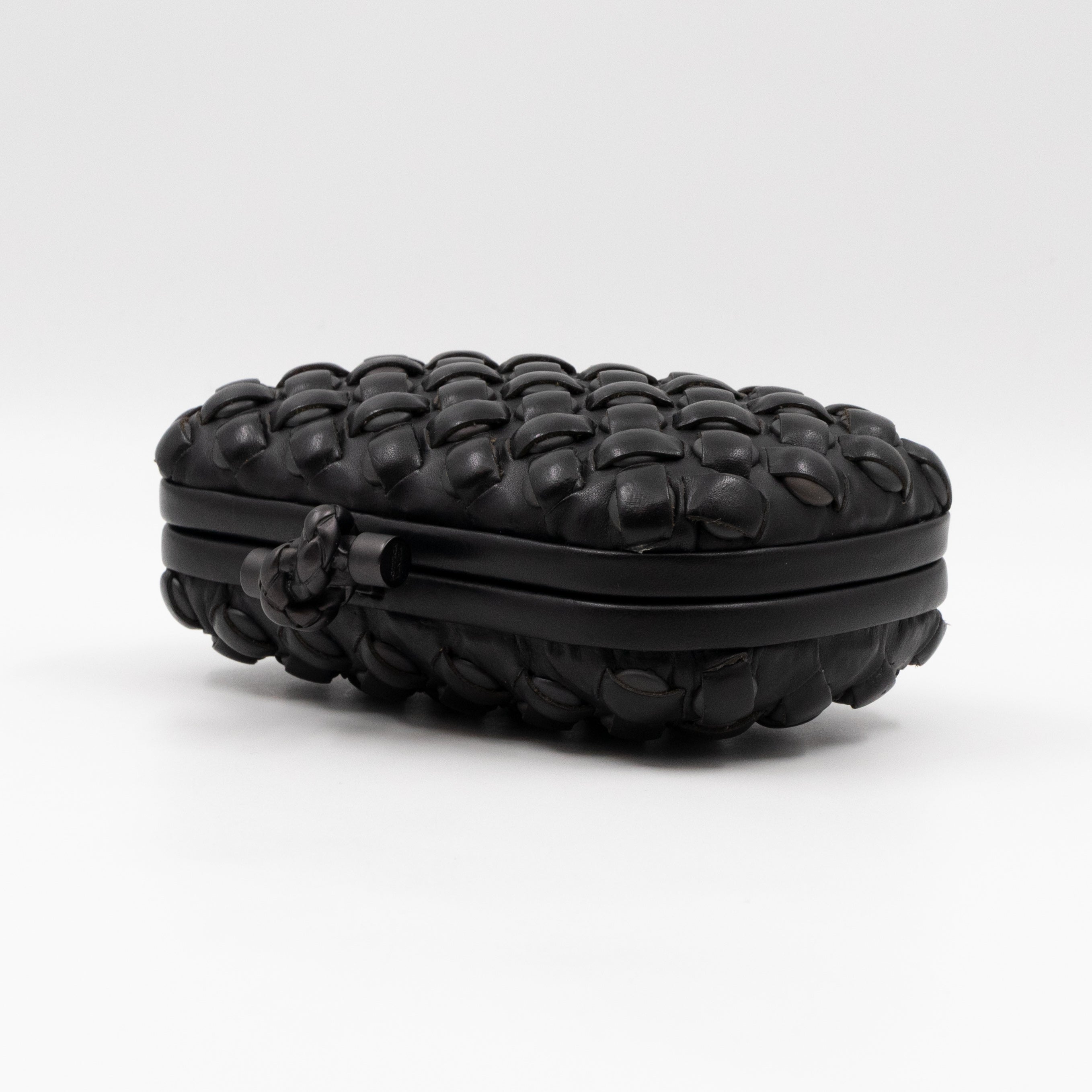 Knot Clutch Studded Under Intrecciato Black Leather