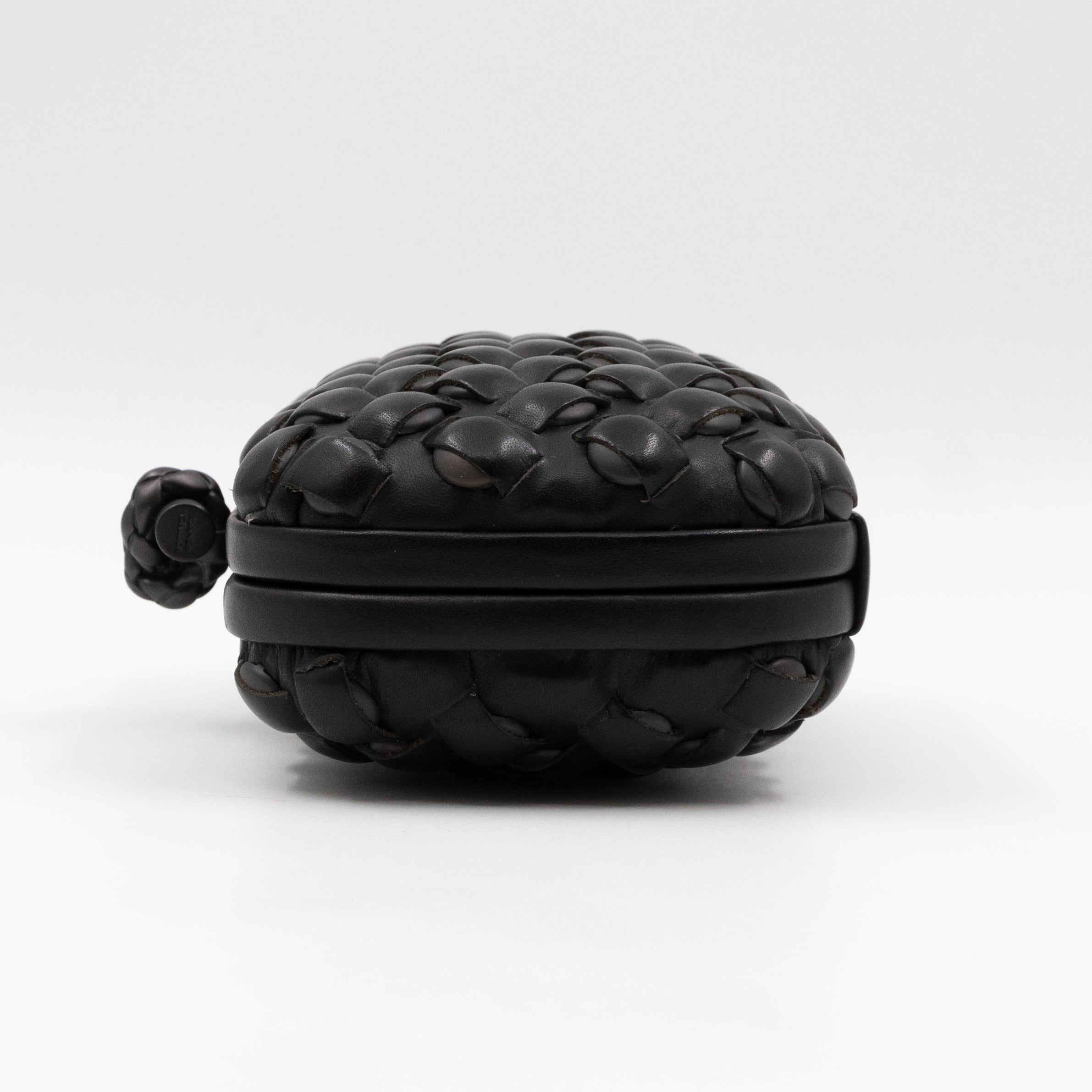 Knot Clutch Studded Under Intrecciato Black Leather