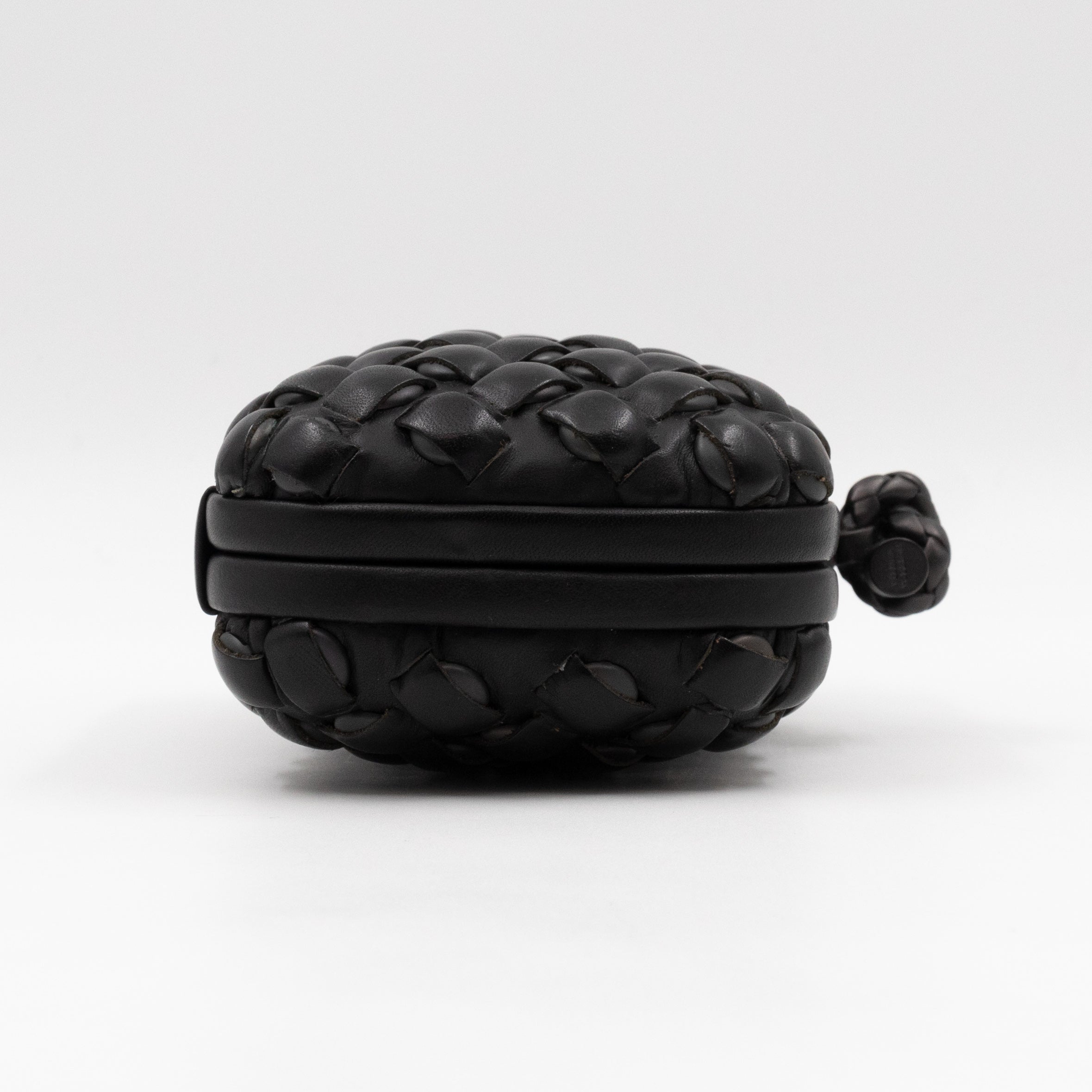 Knot Clutch Studded Under Intrecciato Black Leather