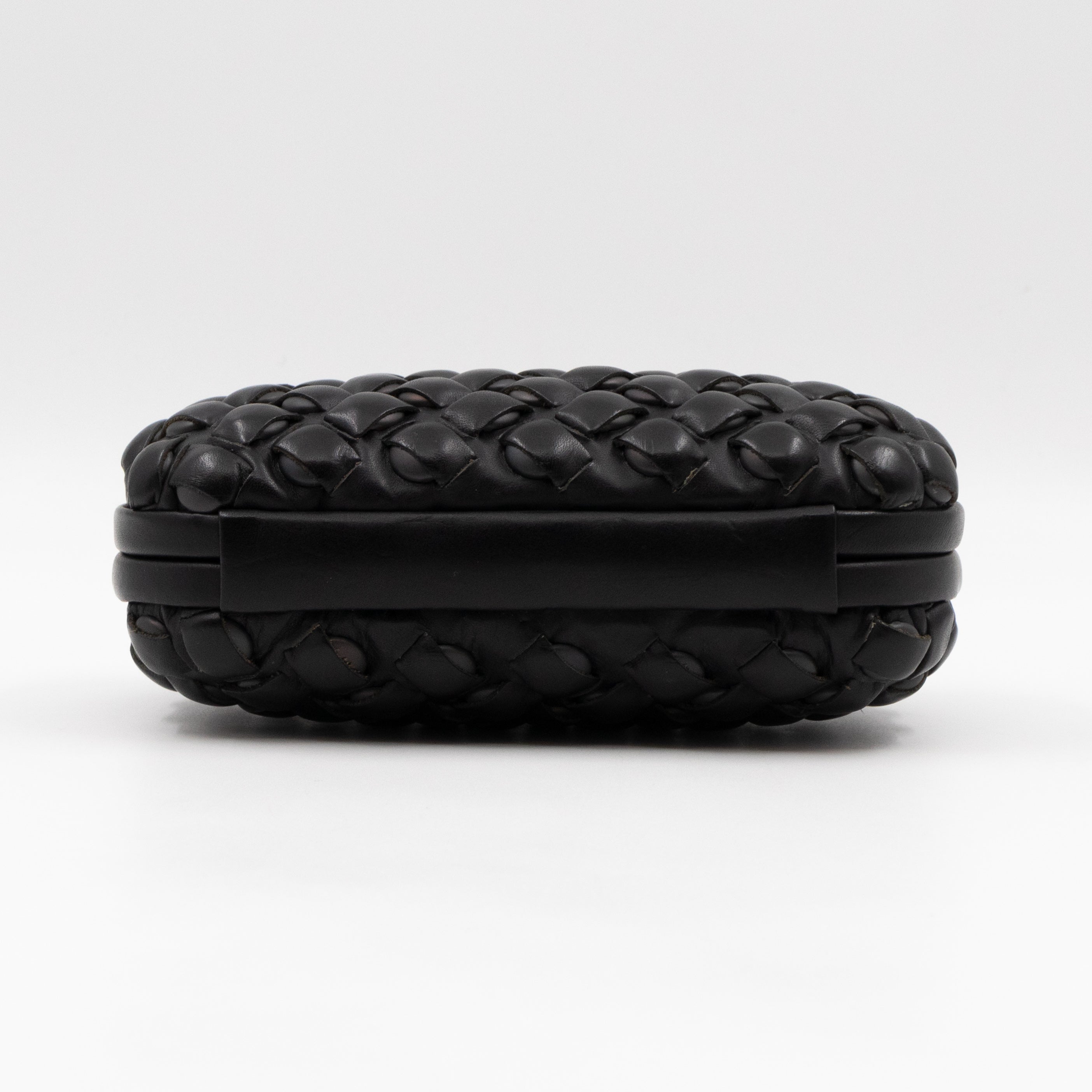 Knot Clutch Studded Under Intrecciato Black Leather