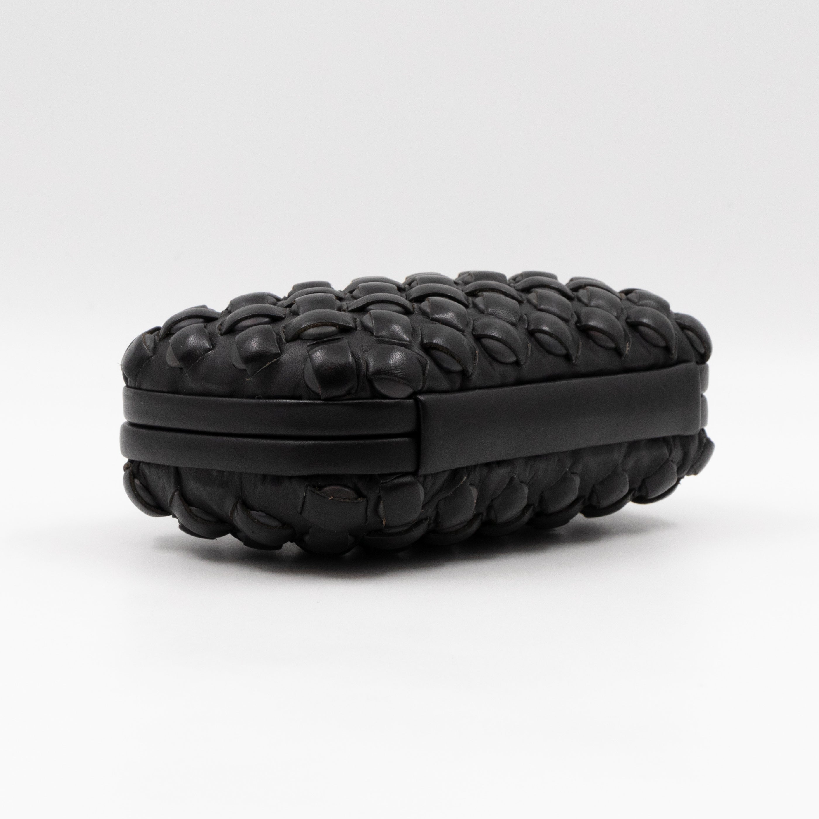 Knot Clutch Studded Under Intrecciato Black Leather
