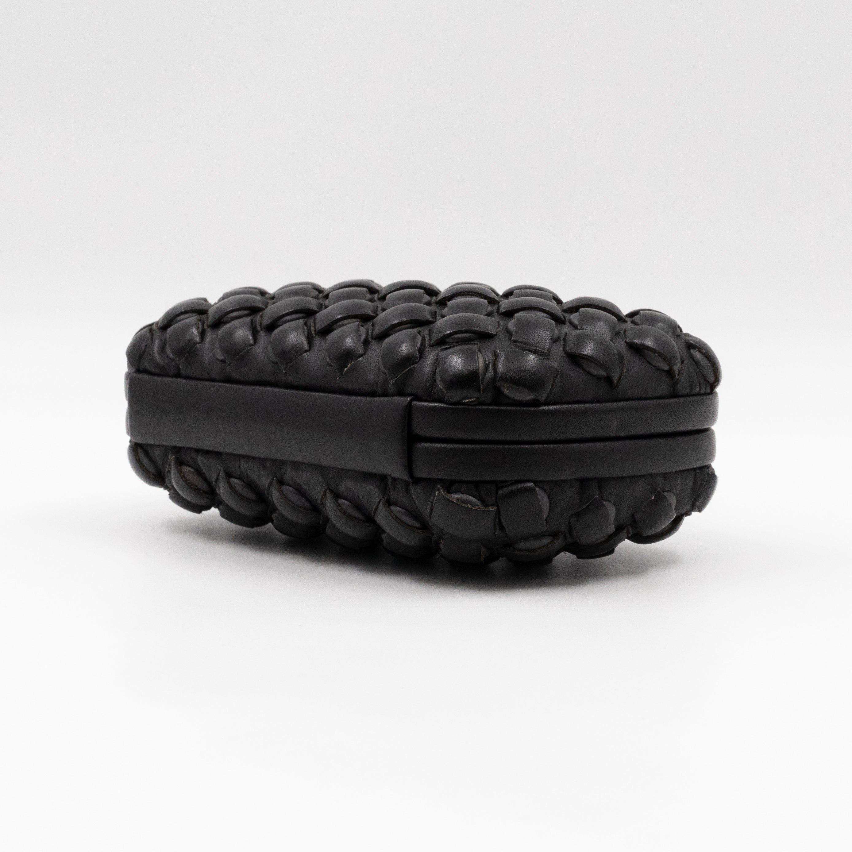 Knot Clutch Studded Under Intrecciato Black Leather