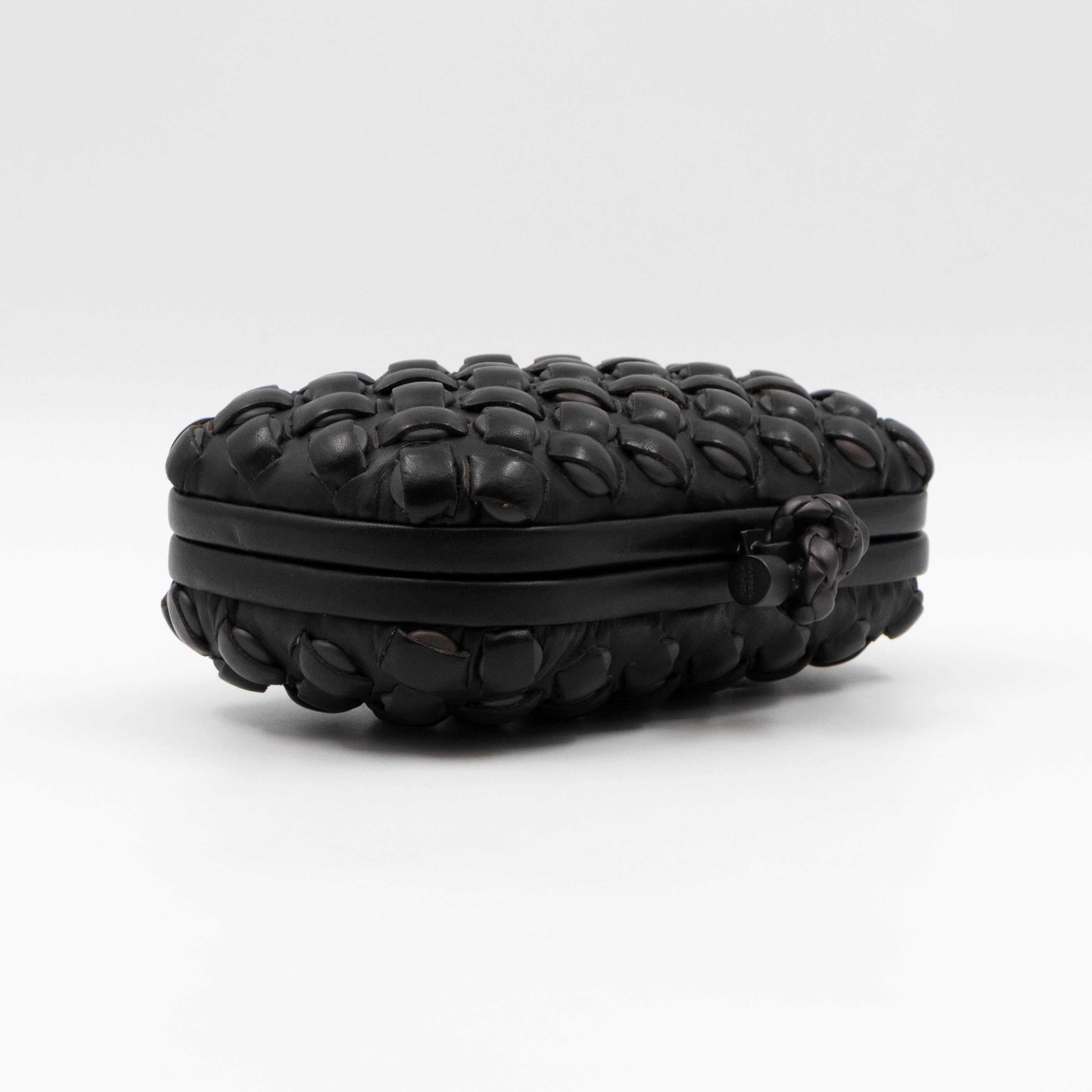 Knot Clutch Studded Under Intrecciato Black Leather