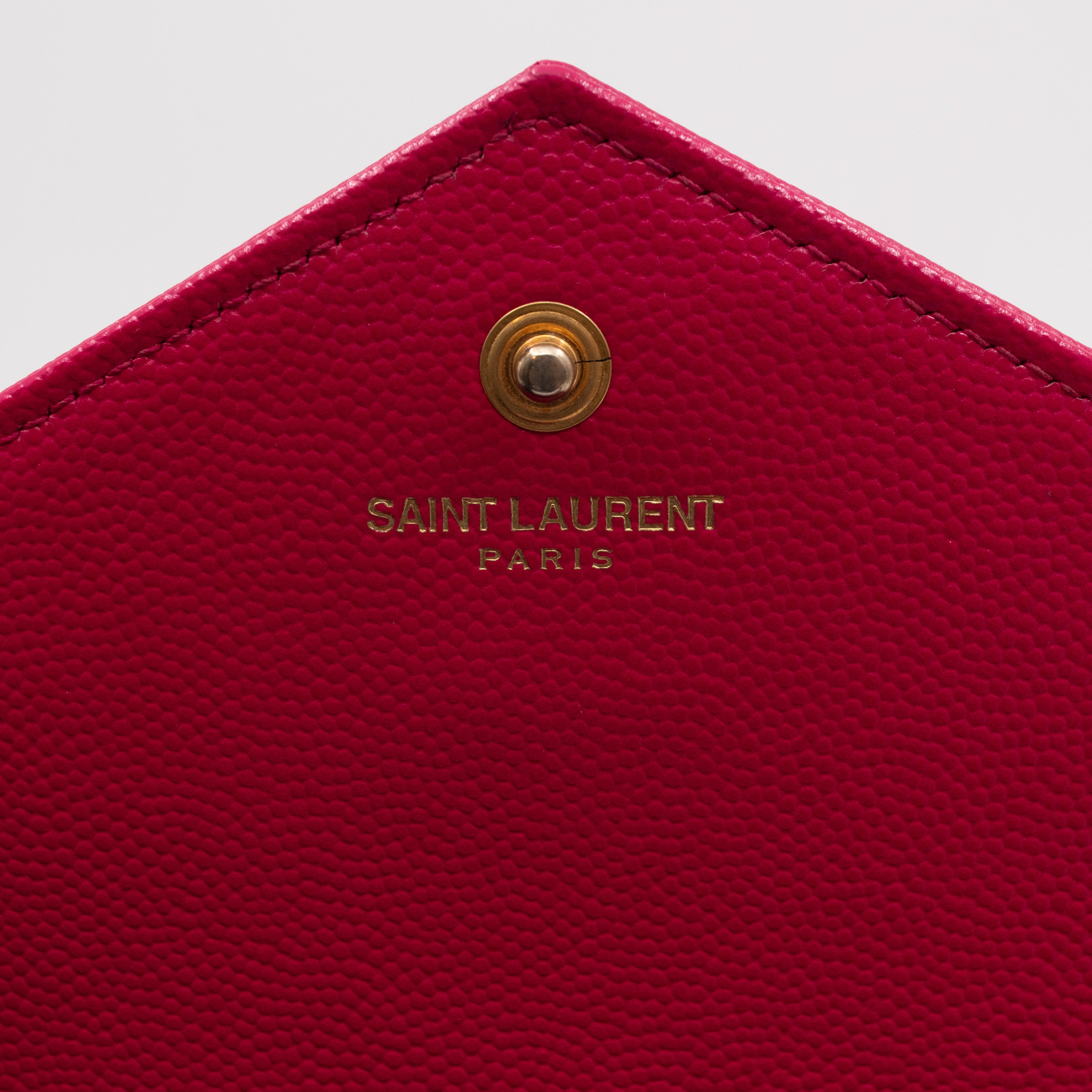 Classic Cassandre Envelope Chain Wallet Pink Grained Leather