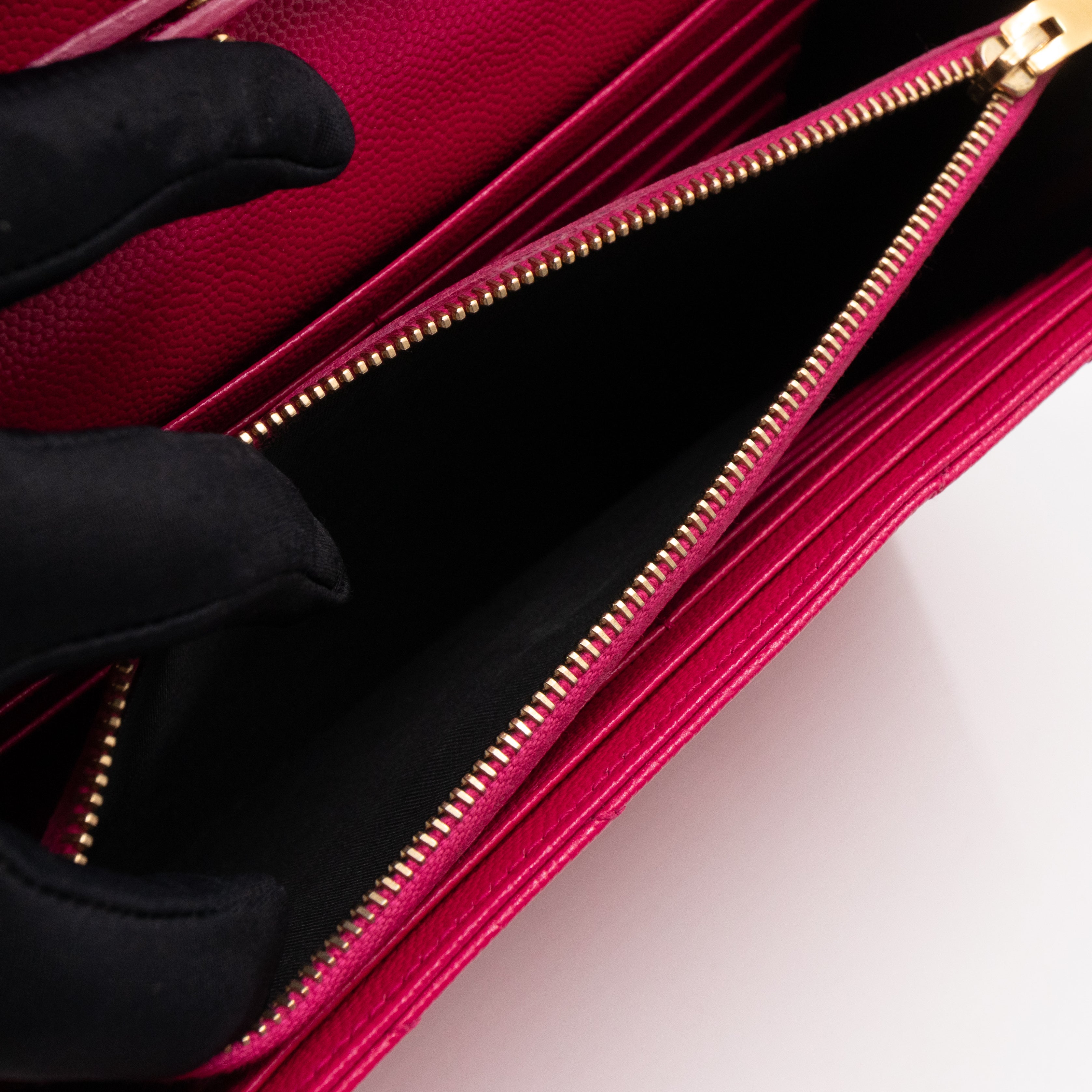 Classic Cassandre Envelope Chain Wallet Pink Grained Leather