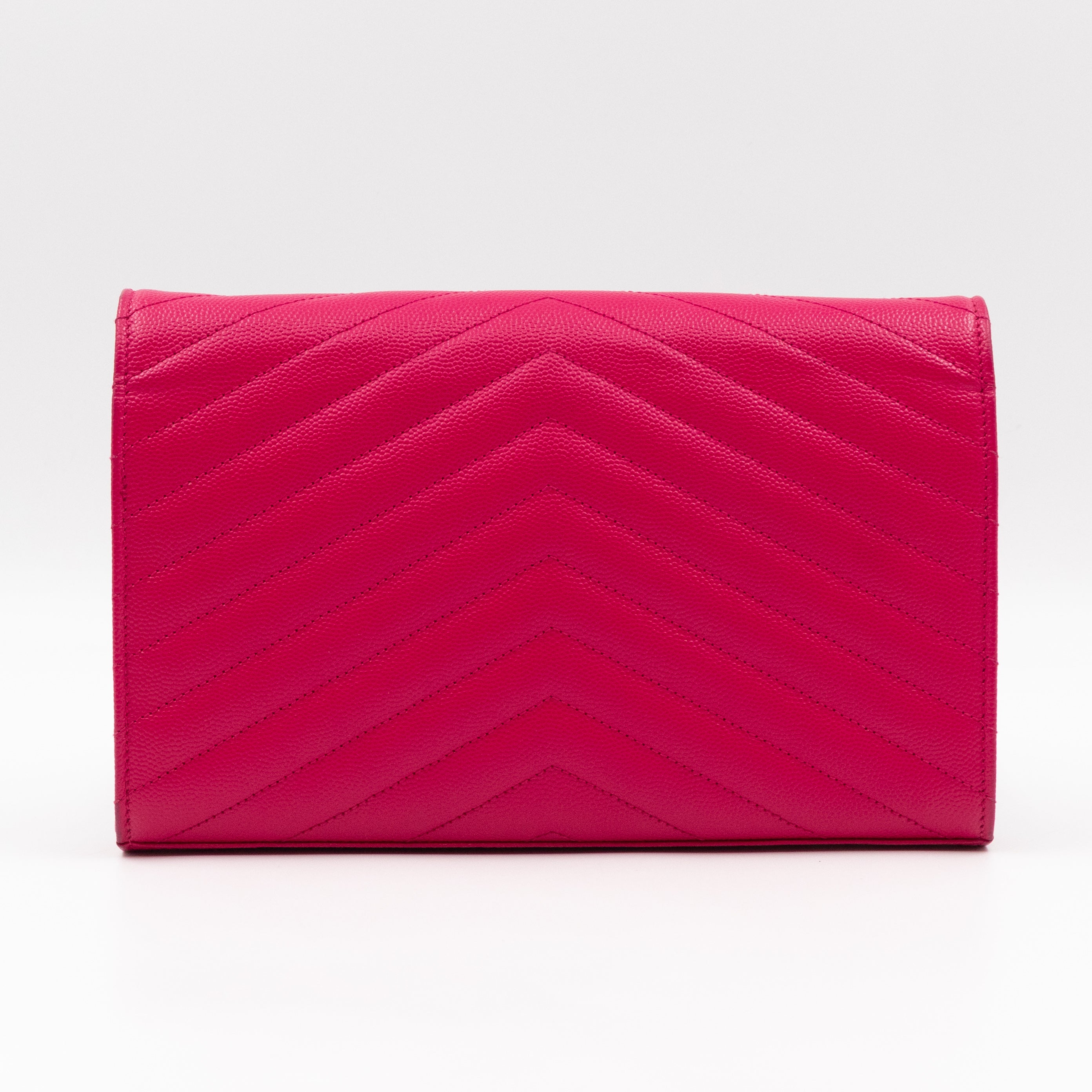 Classic Cassandre Envelope Chain Wallet Pink Grained Leather