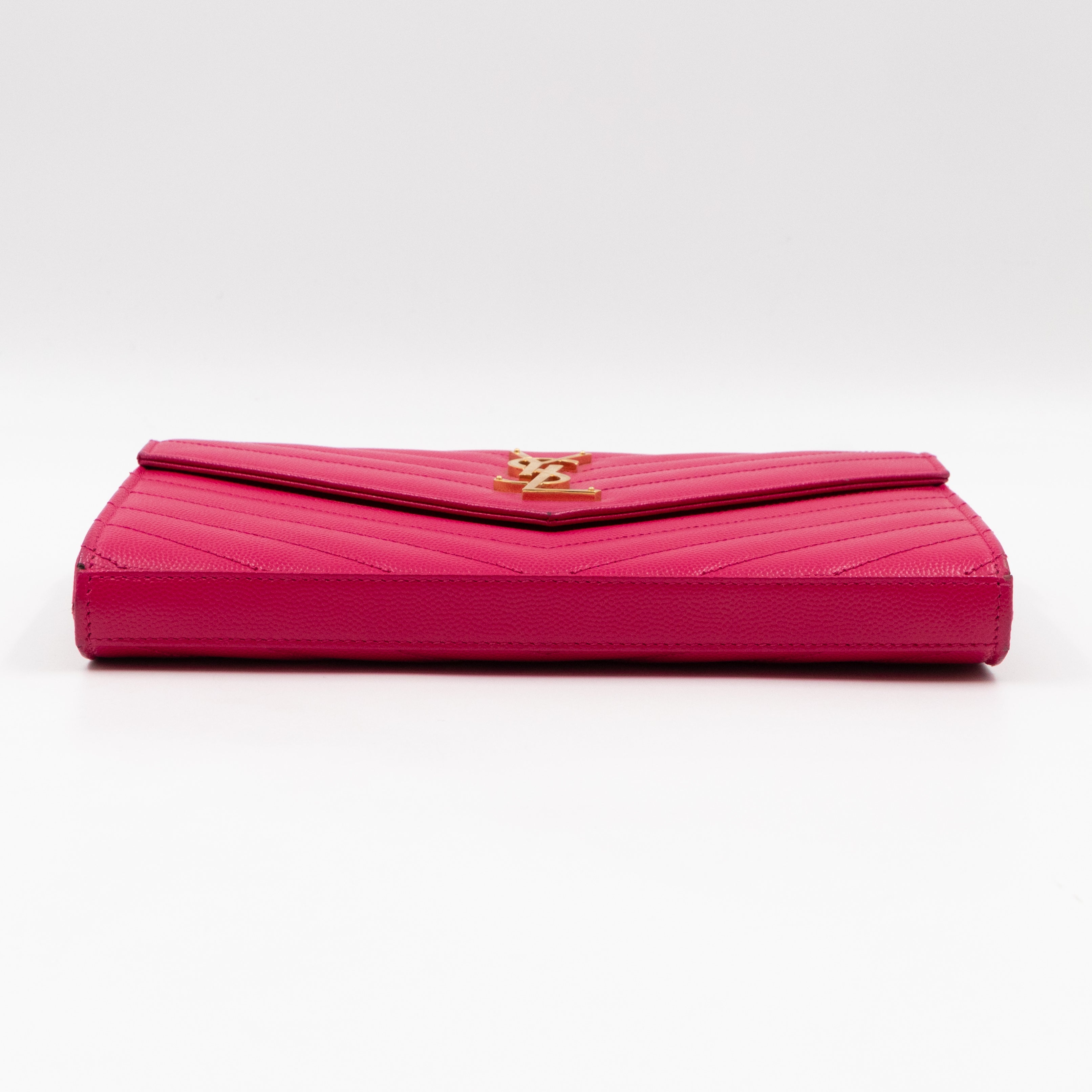 Classic Cassandre Envelope Chain Wallet Pink Grained Leather