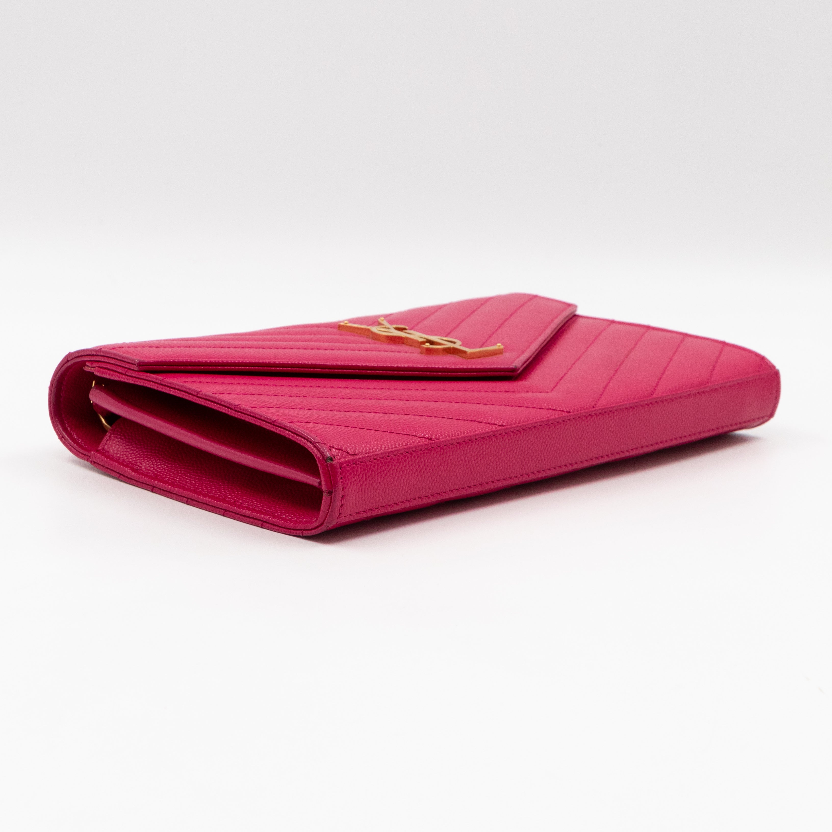 Classic Cassandre Envelope Chain Wallet Pink Grained Leather