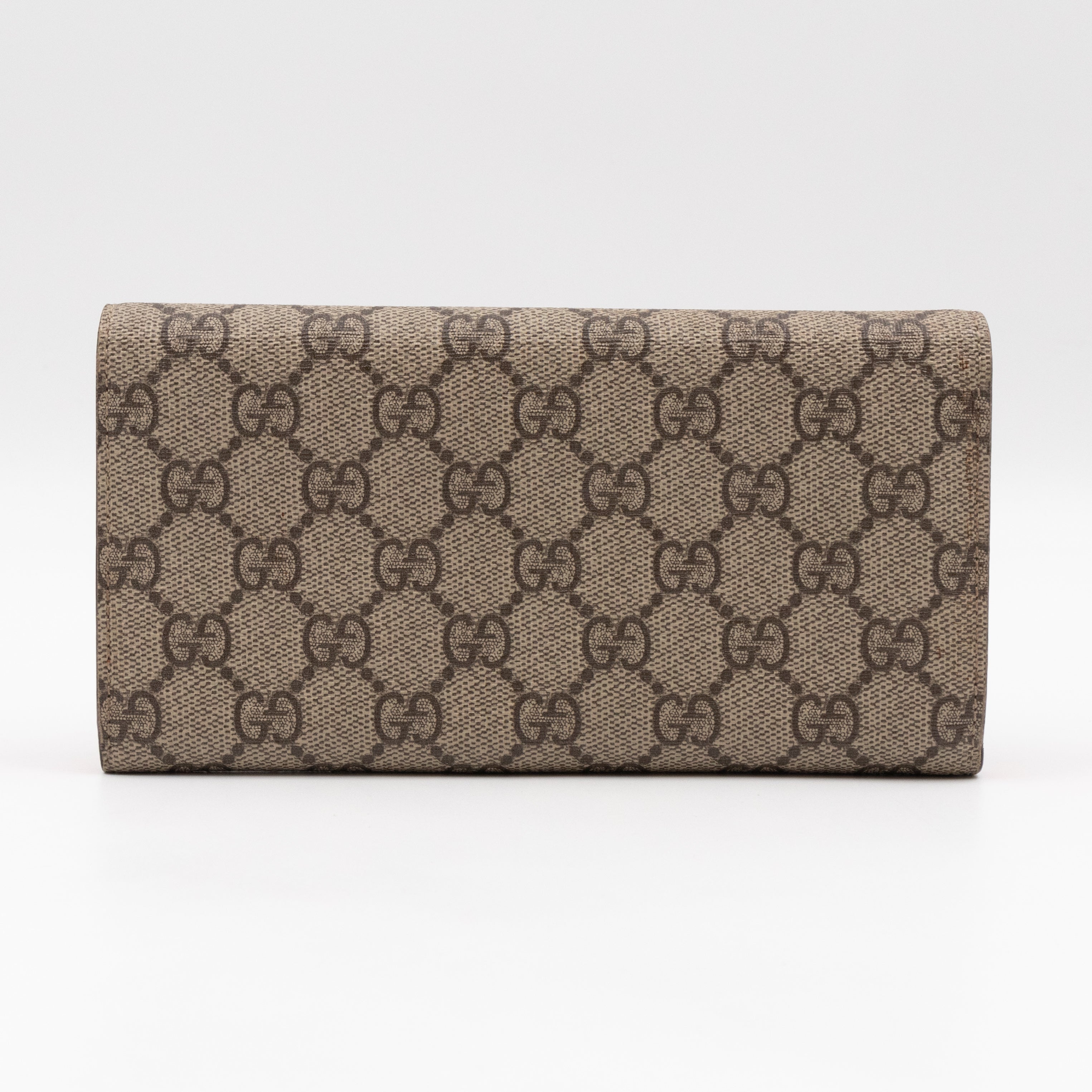 Continental Heart Long Wallet GG Supreme Monogram Neon Pink