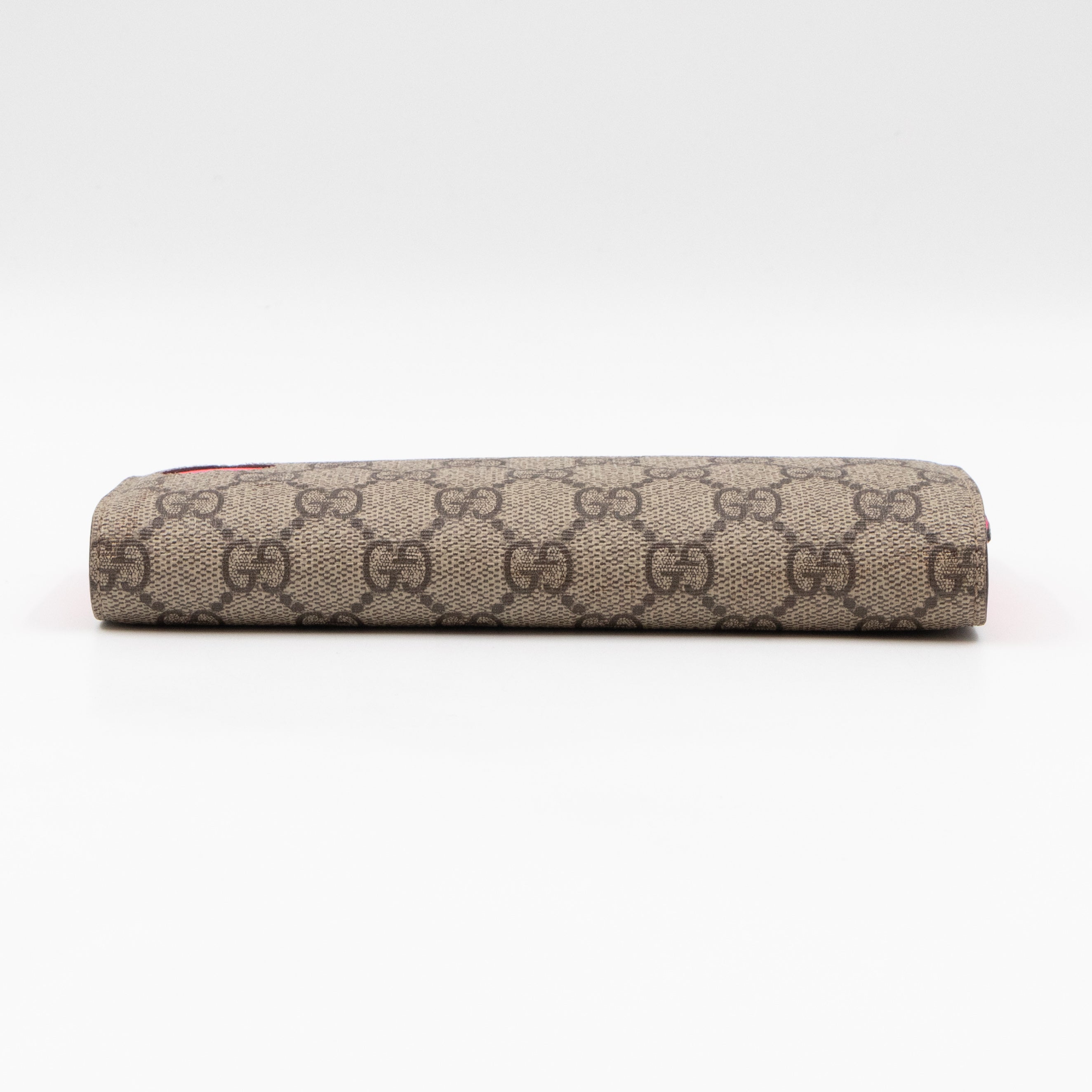 Continental Heart Long Wallet GG Supreme Monogram Neon Pink