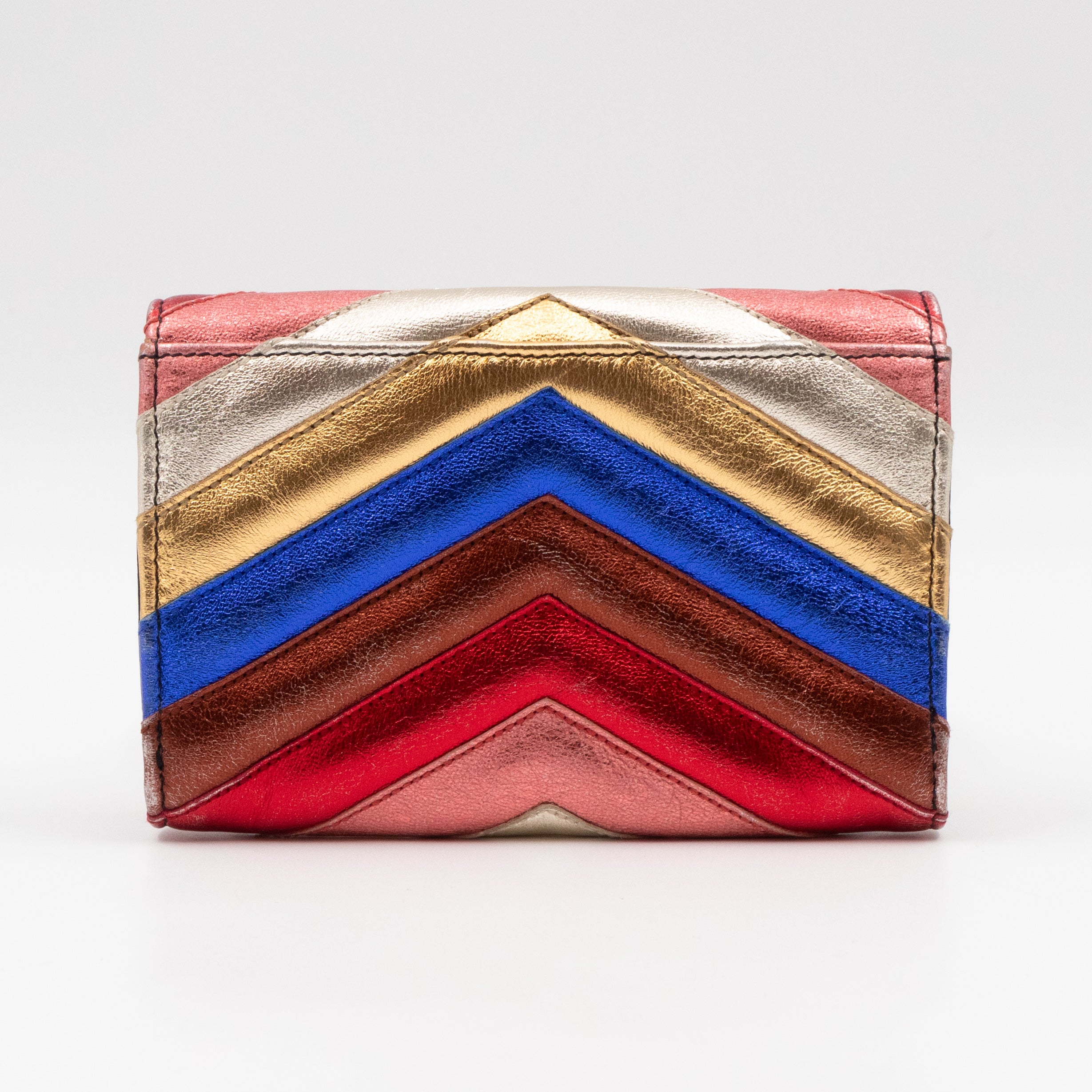 Classic Monogram College Envelope Wallet Metallic Chevron Leather