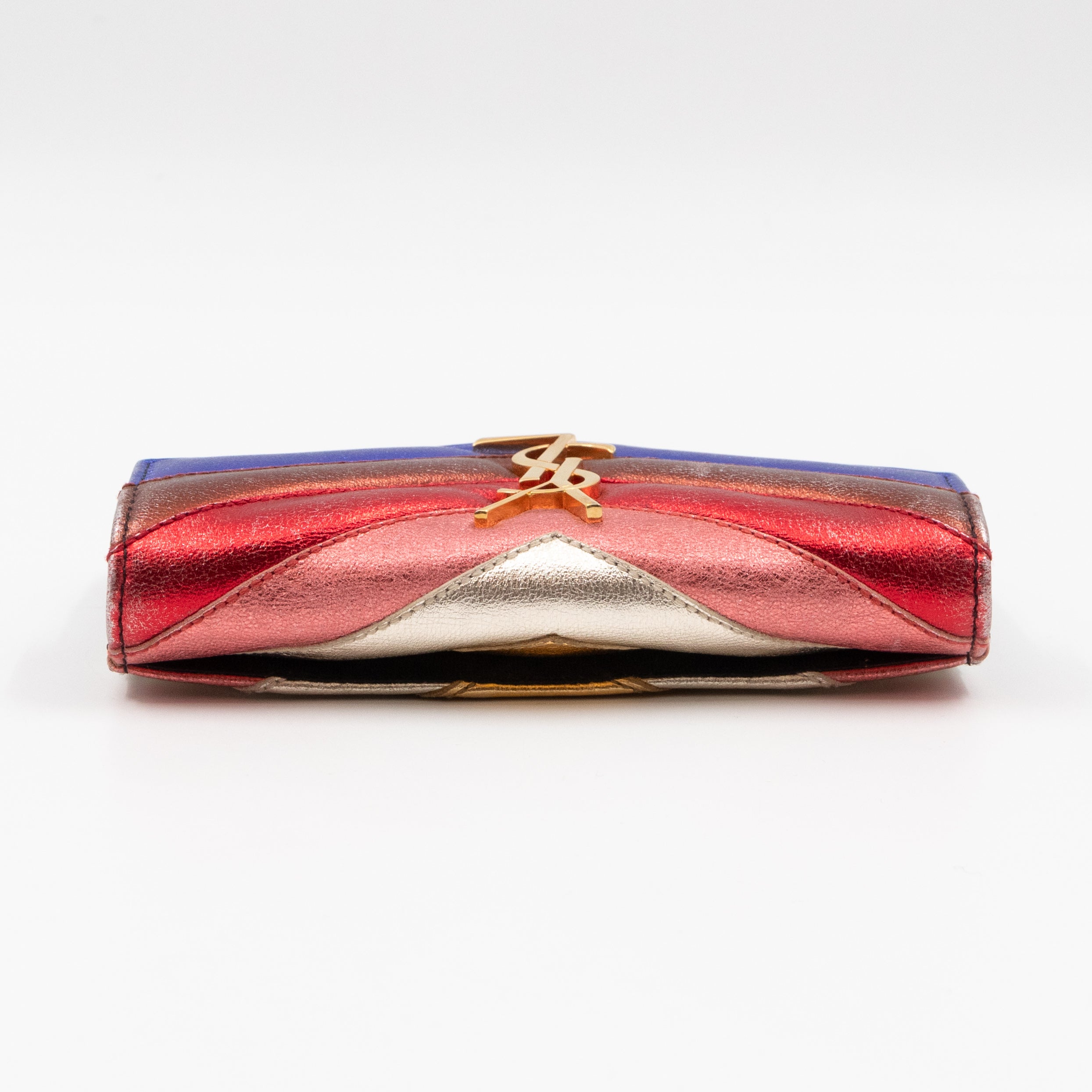 Classic Monogram College Envelope Wallet Metallic Chevron Leather