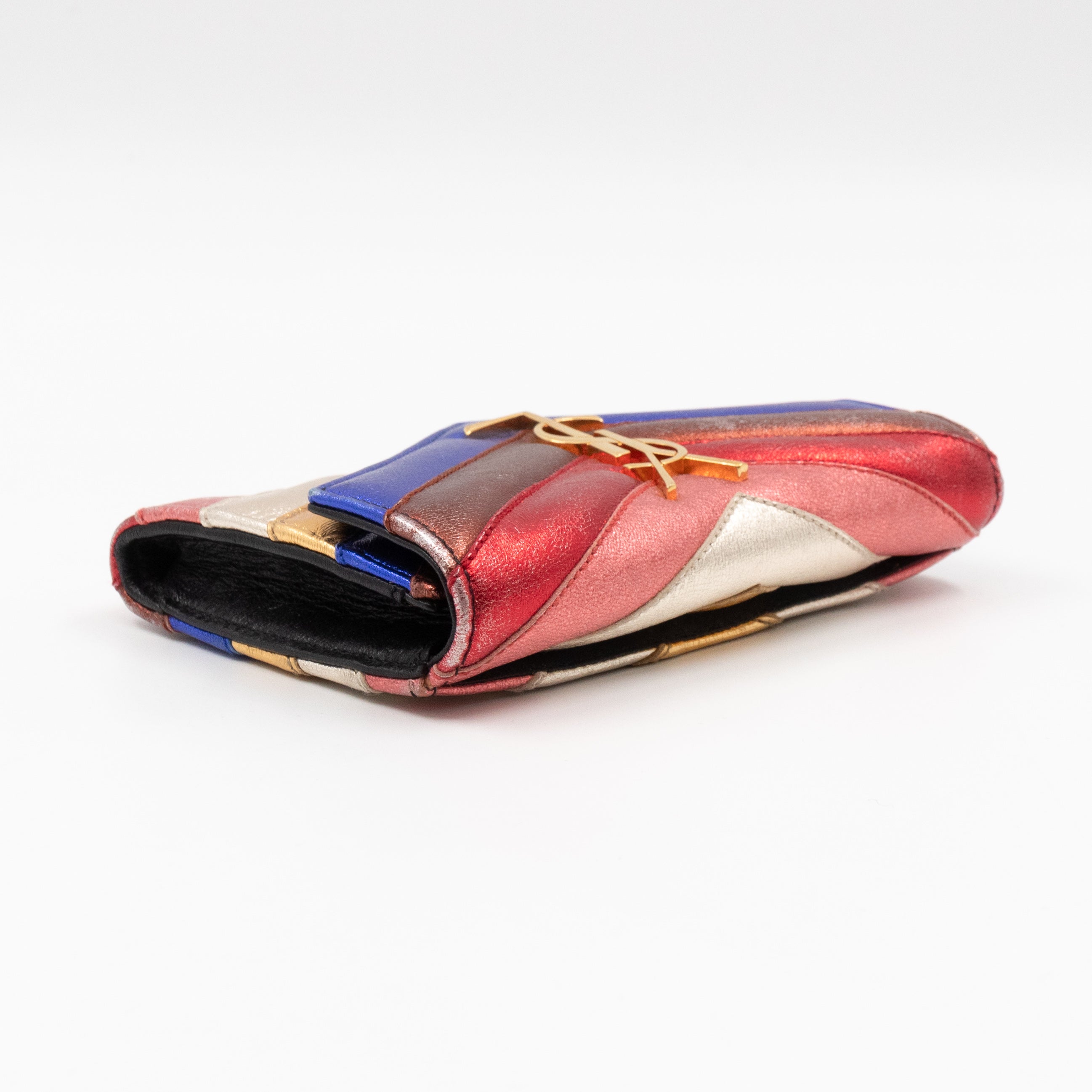 Classic Monogram College Envelope Wallet Metallic Chevron Leather