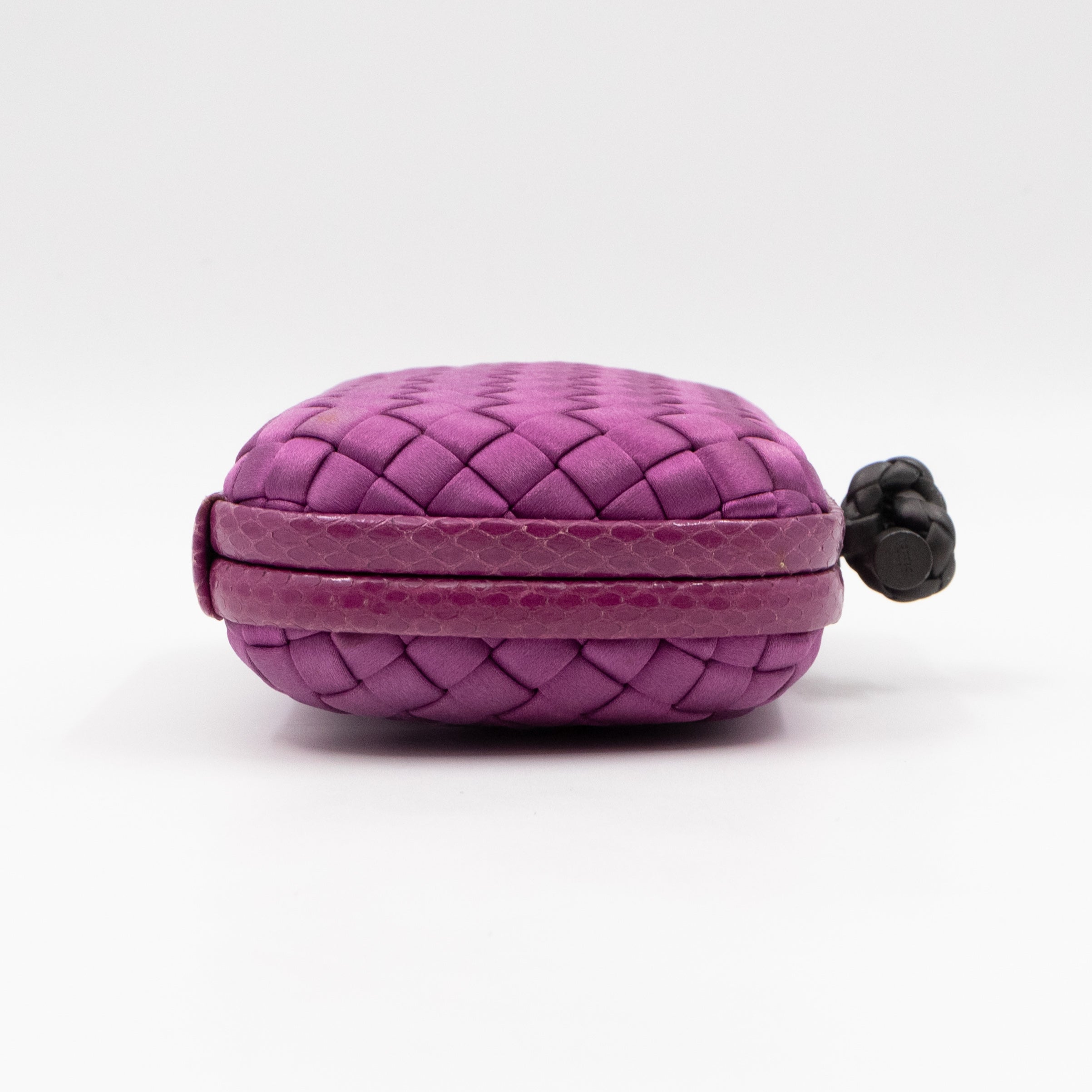 Knot Clutch Purple Satin Intrecciato Python Edge