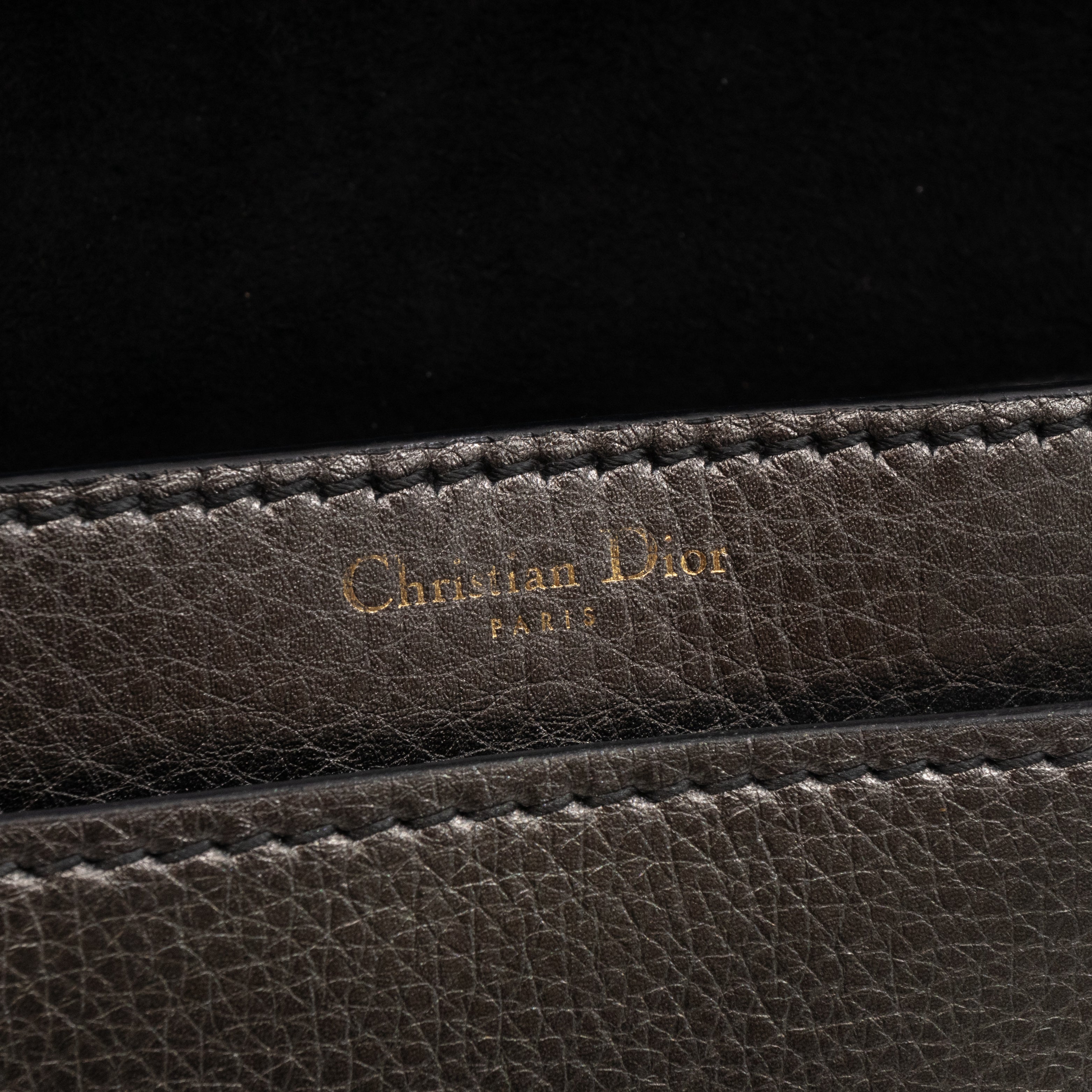 J'Adior Flap Bag Medium Metallic Gray Leather