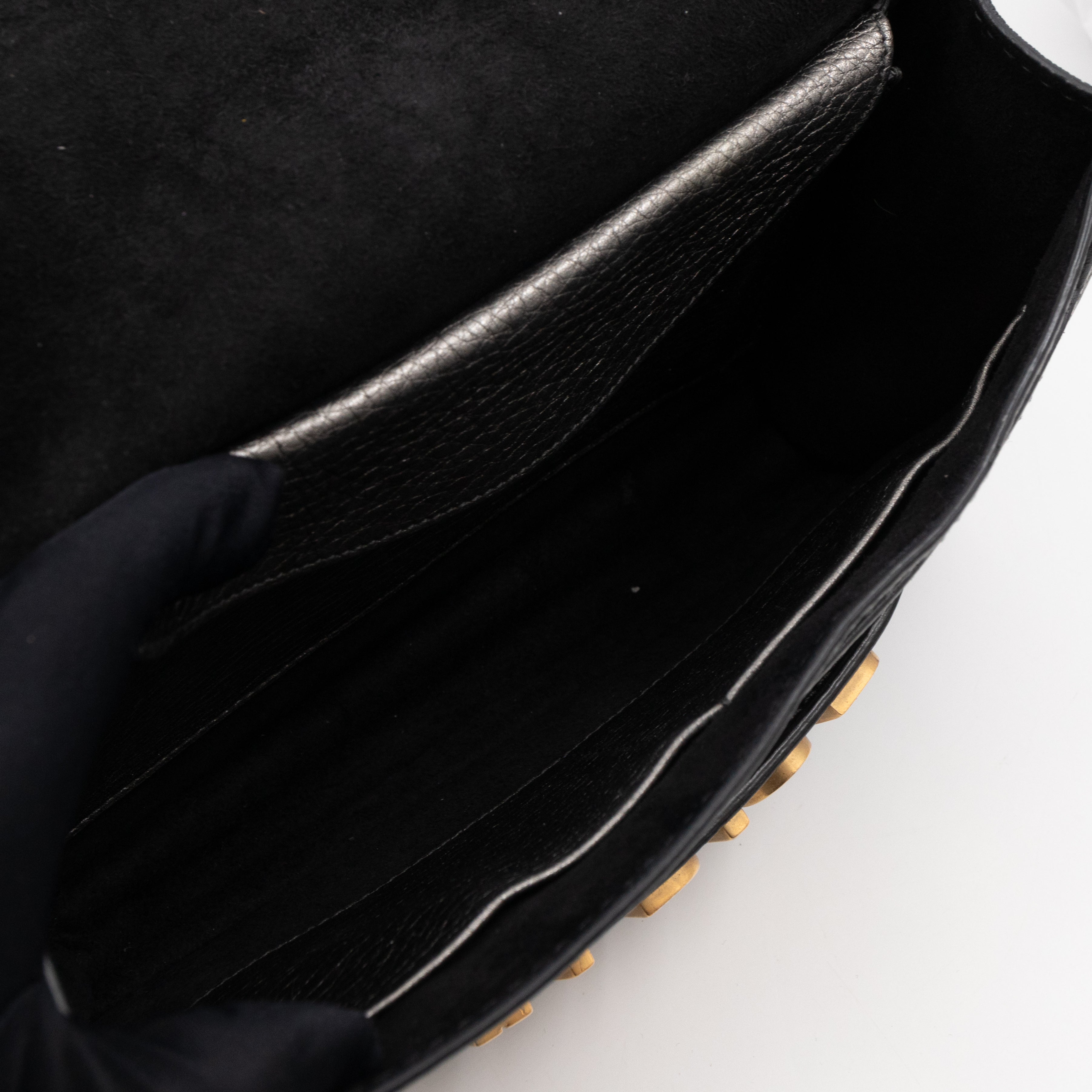 J'Adior Flap Bag Medium Metallic Gray Leather