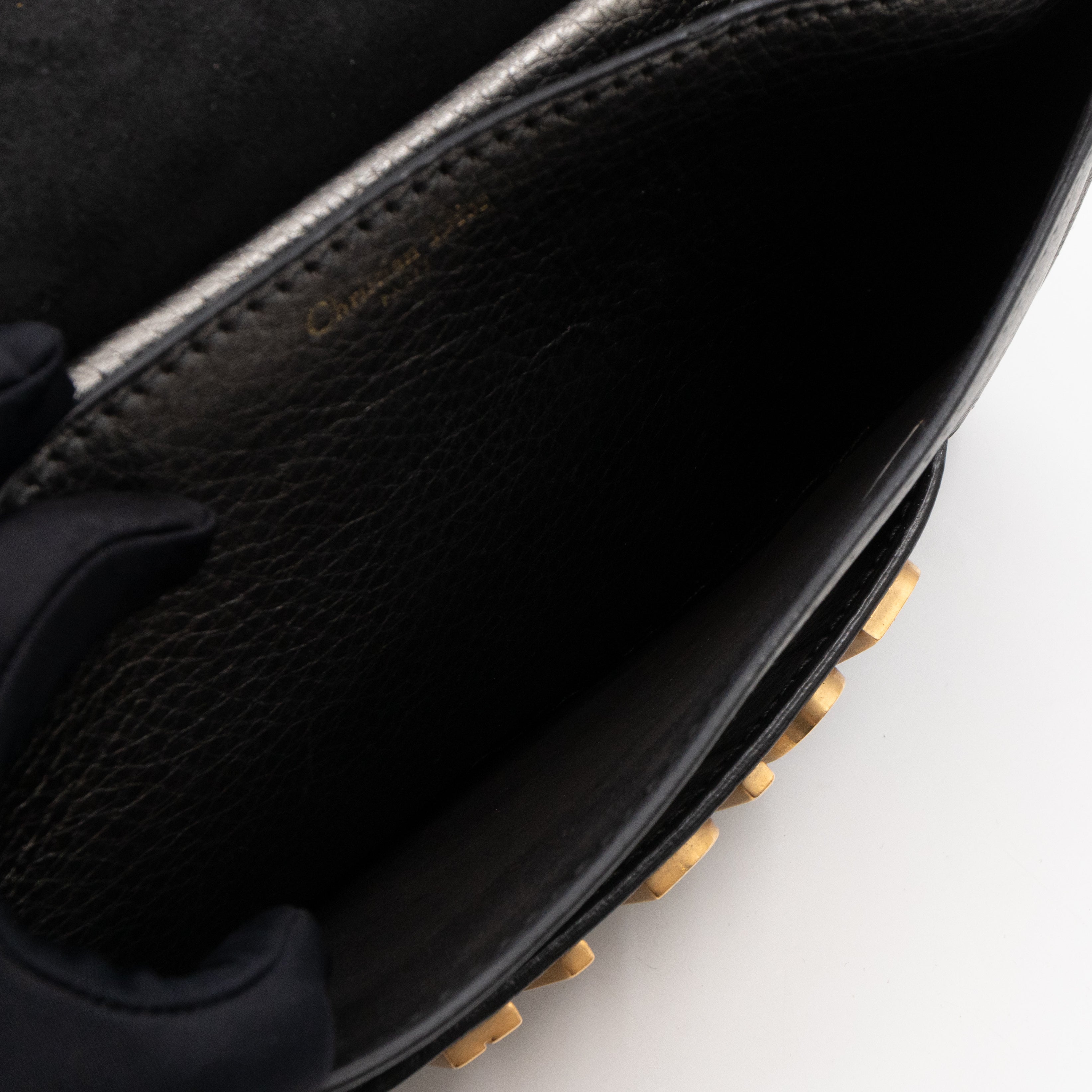 J'Adior Flap Bag Medium Metallic Gray Leather