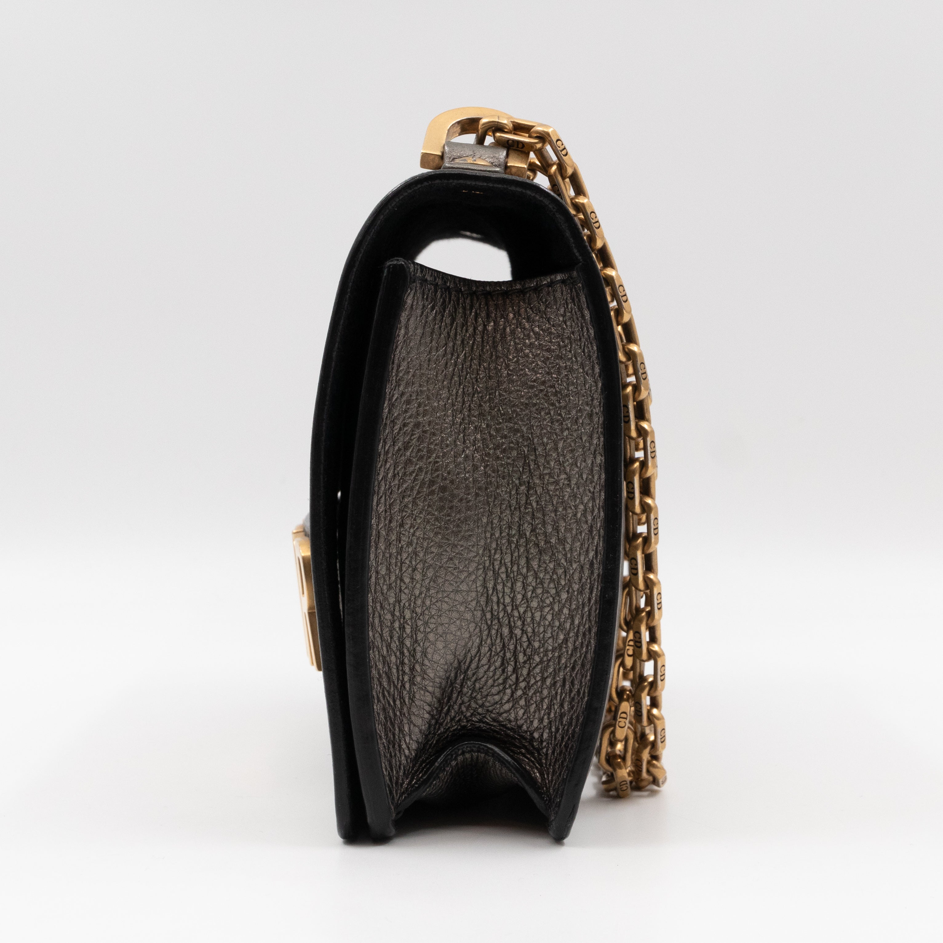 J'Adior Flap Bag Medium Metallic Gray Leather