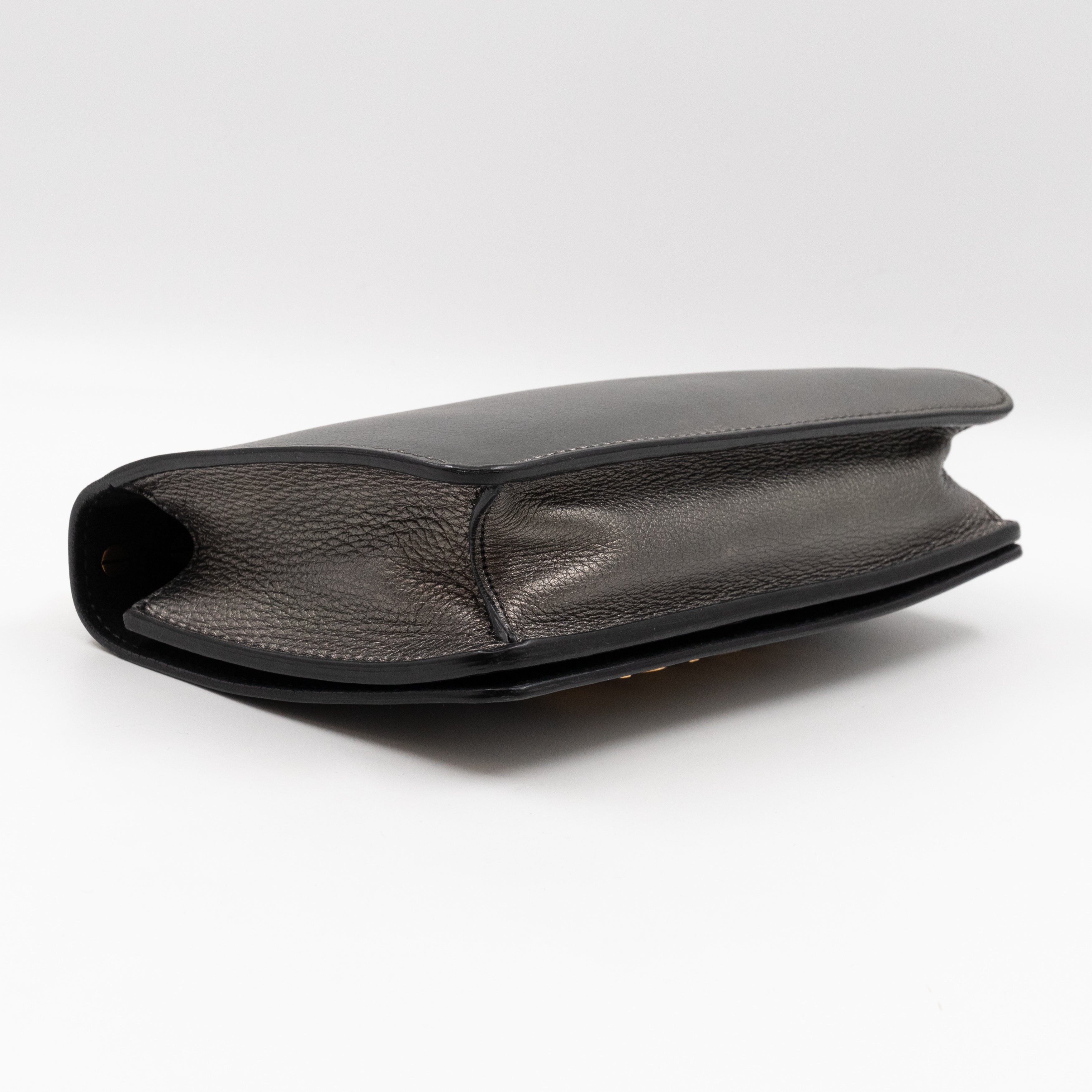 J'Adior Flap Bag Medium Metallic Gray Leather