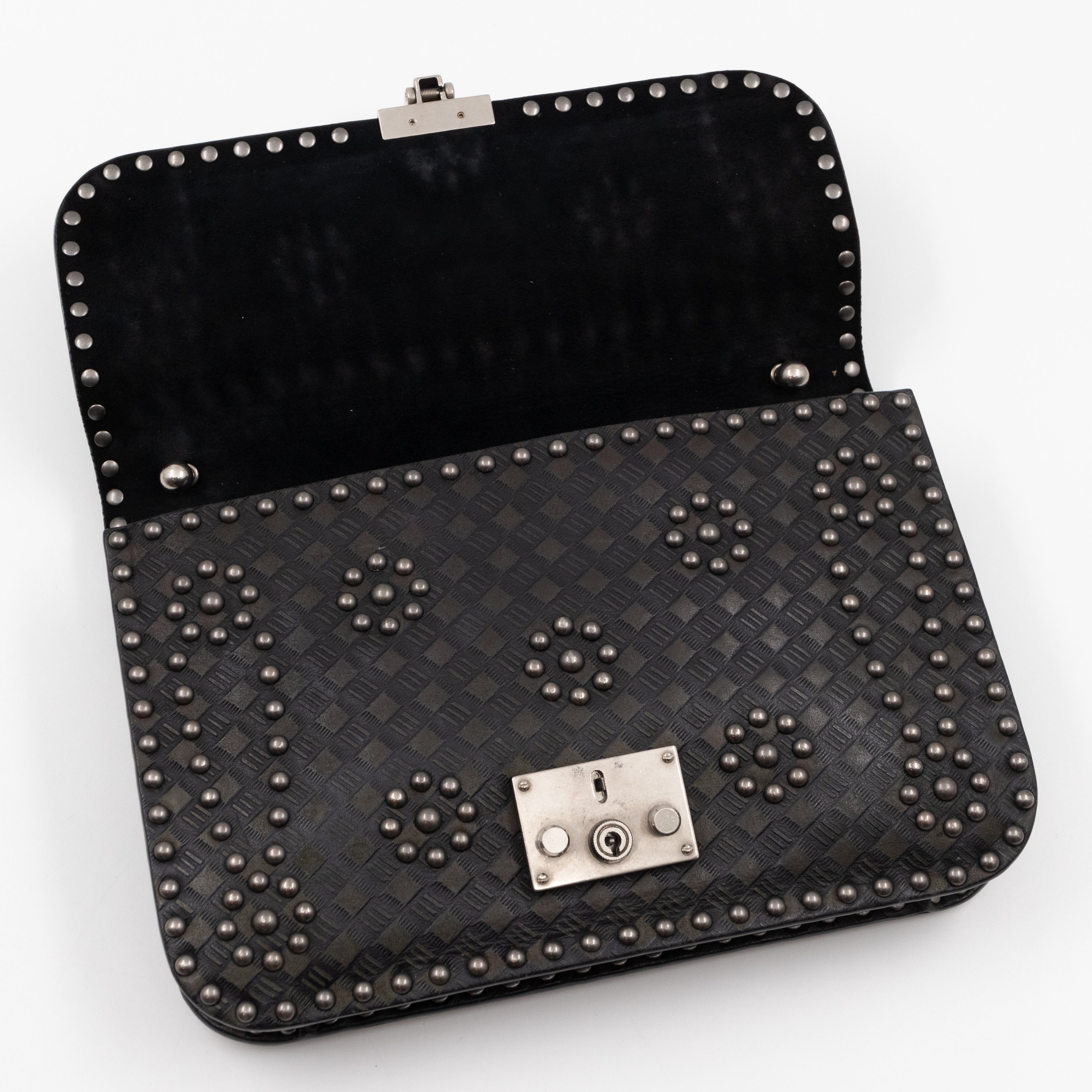 Addict Medium Black Calfskin Ruthenium