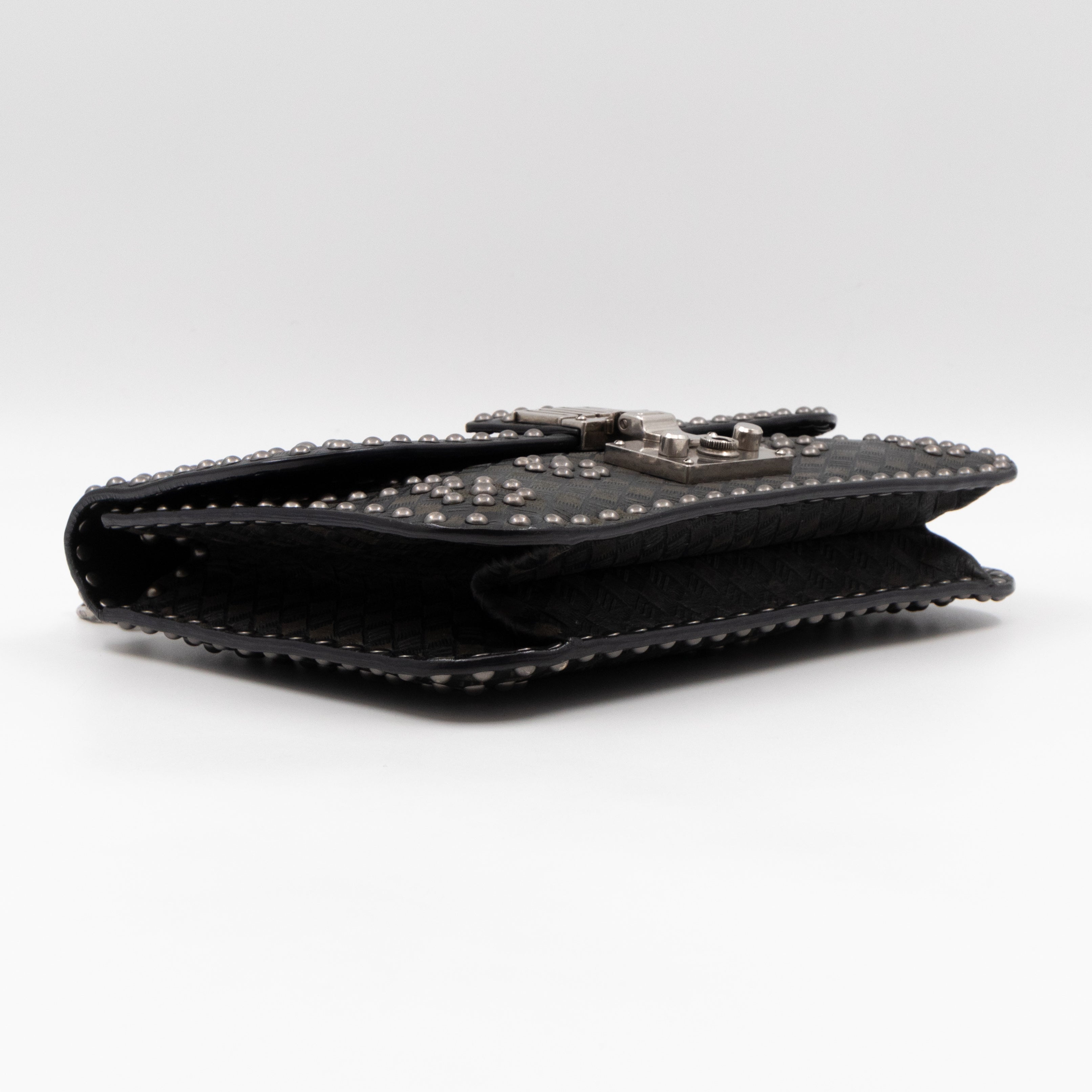 Addict Medium Black Calfskin Ruthenium