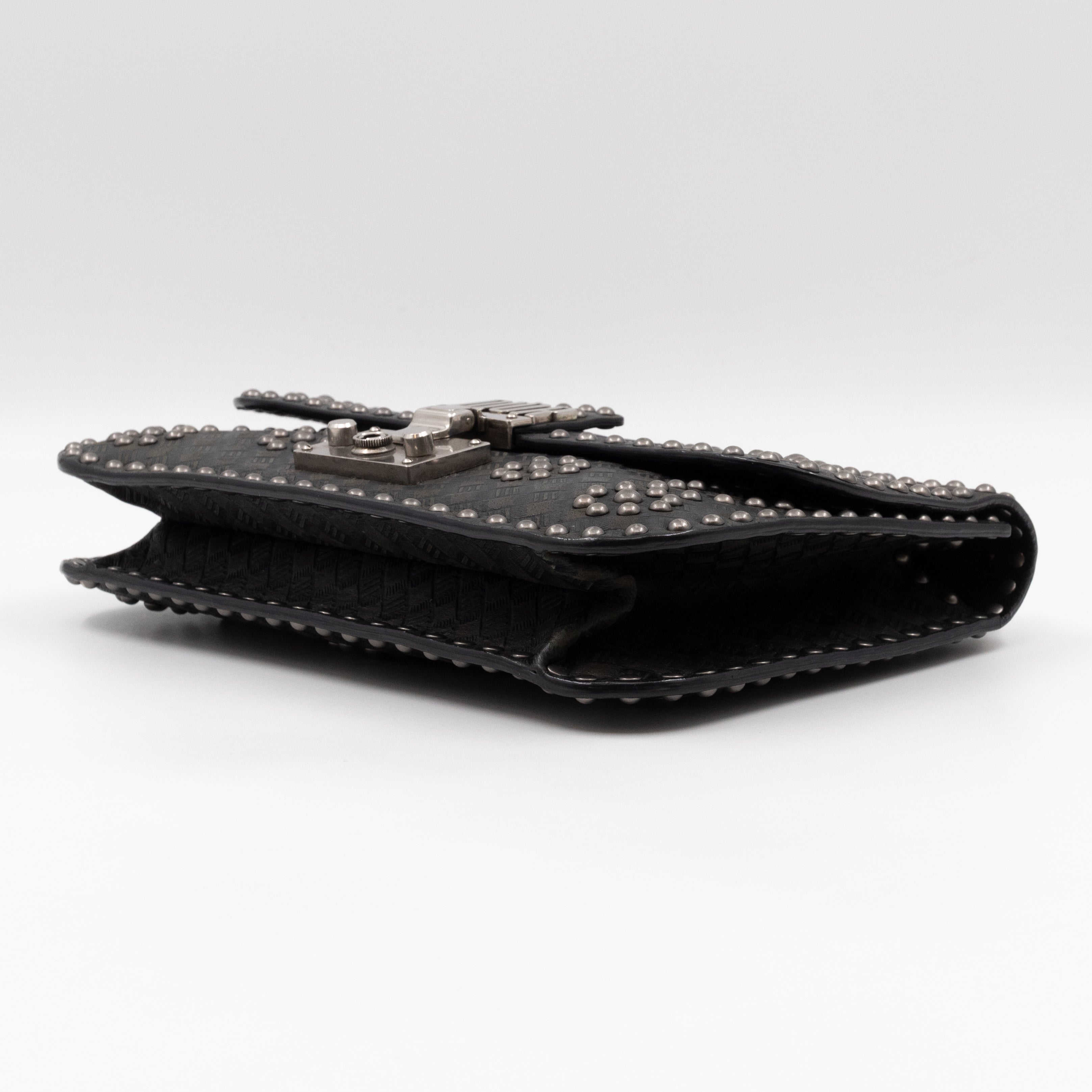 Addict Medium Black Calfskin Ruthenium