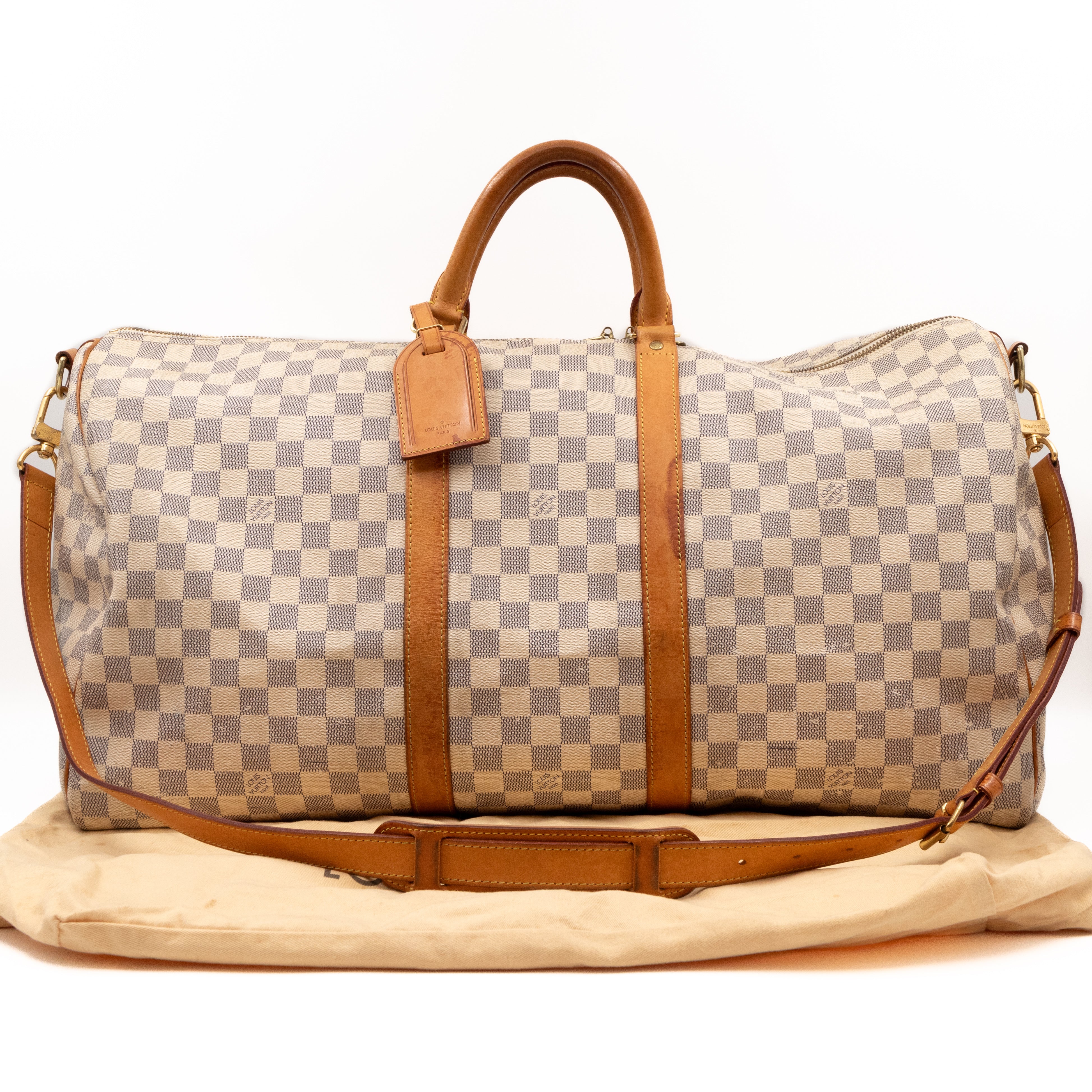 Keepall 55 Bandouliere Damier Azur