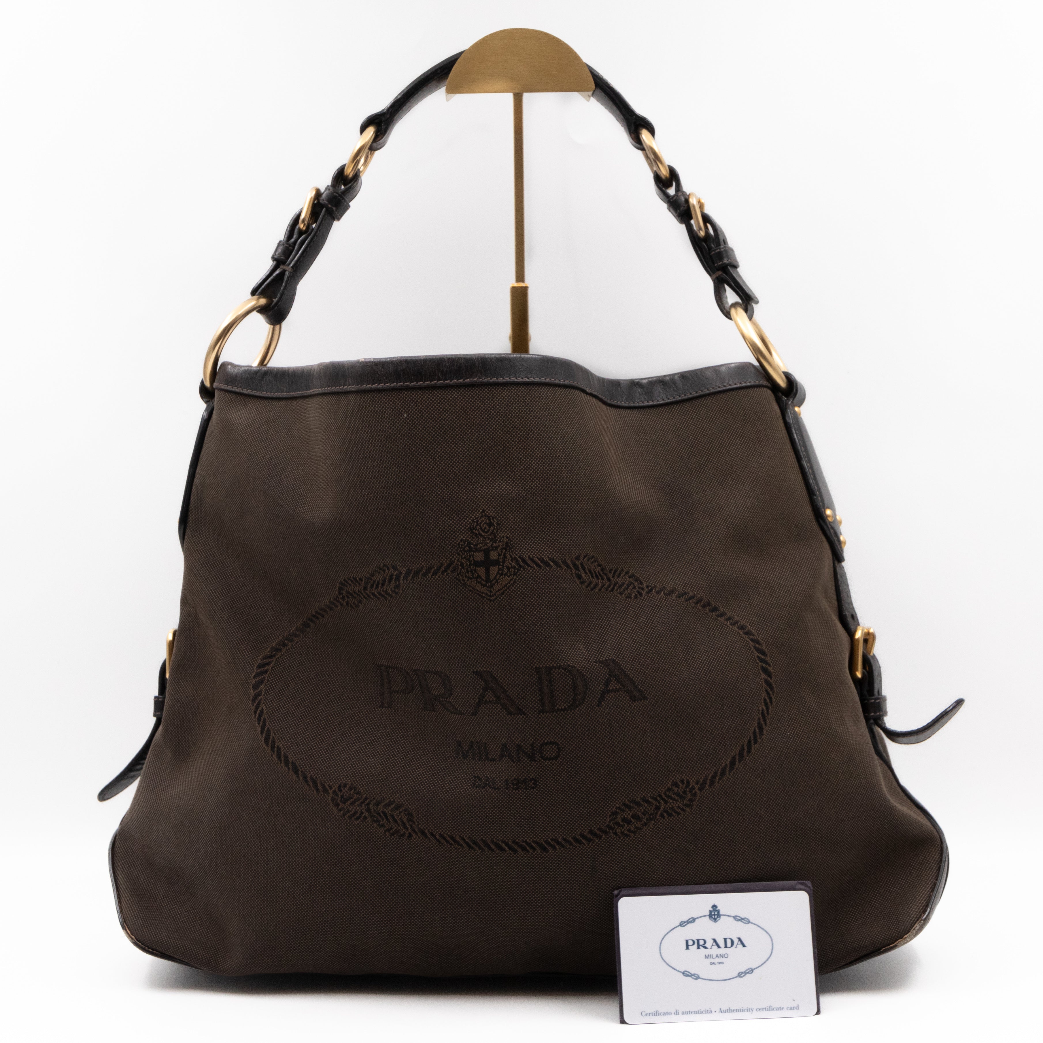 Prada Canapa Hobo Brown Canvas – Queen Station - Main Image
