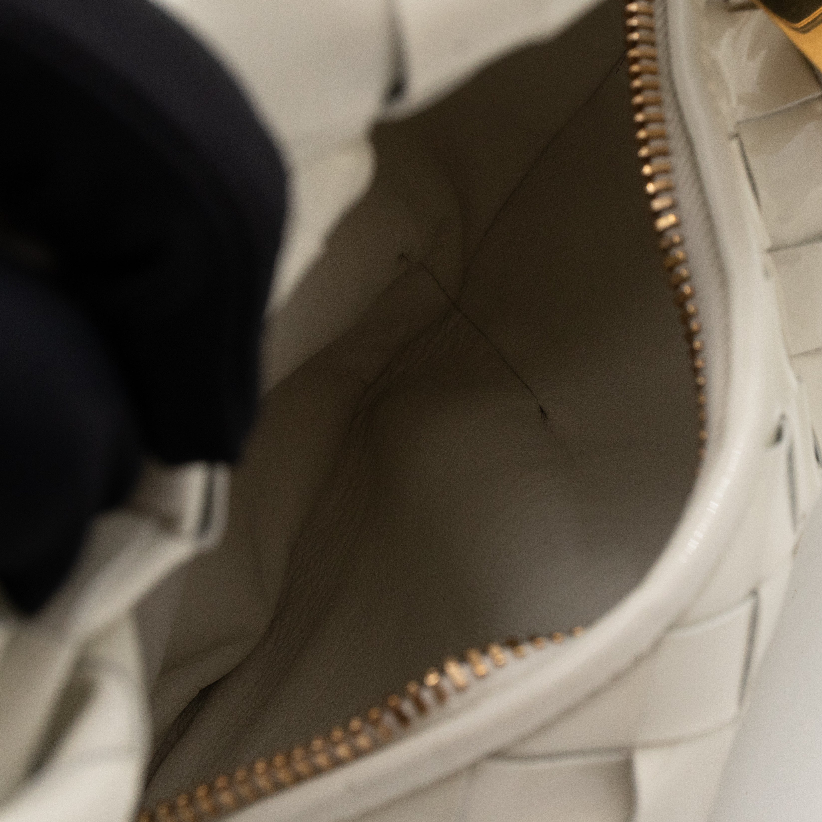 Jodie Mini Intrecciato White Patent Leather