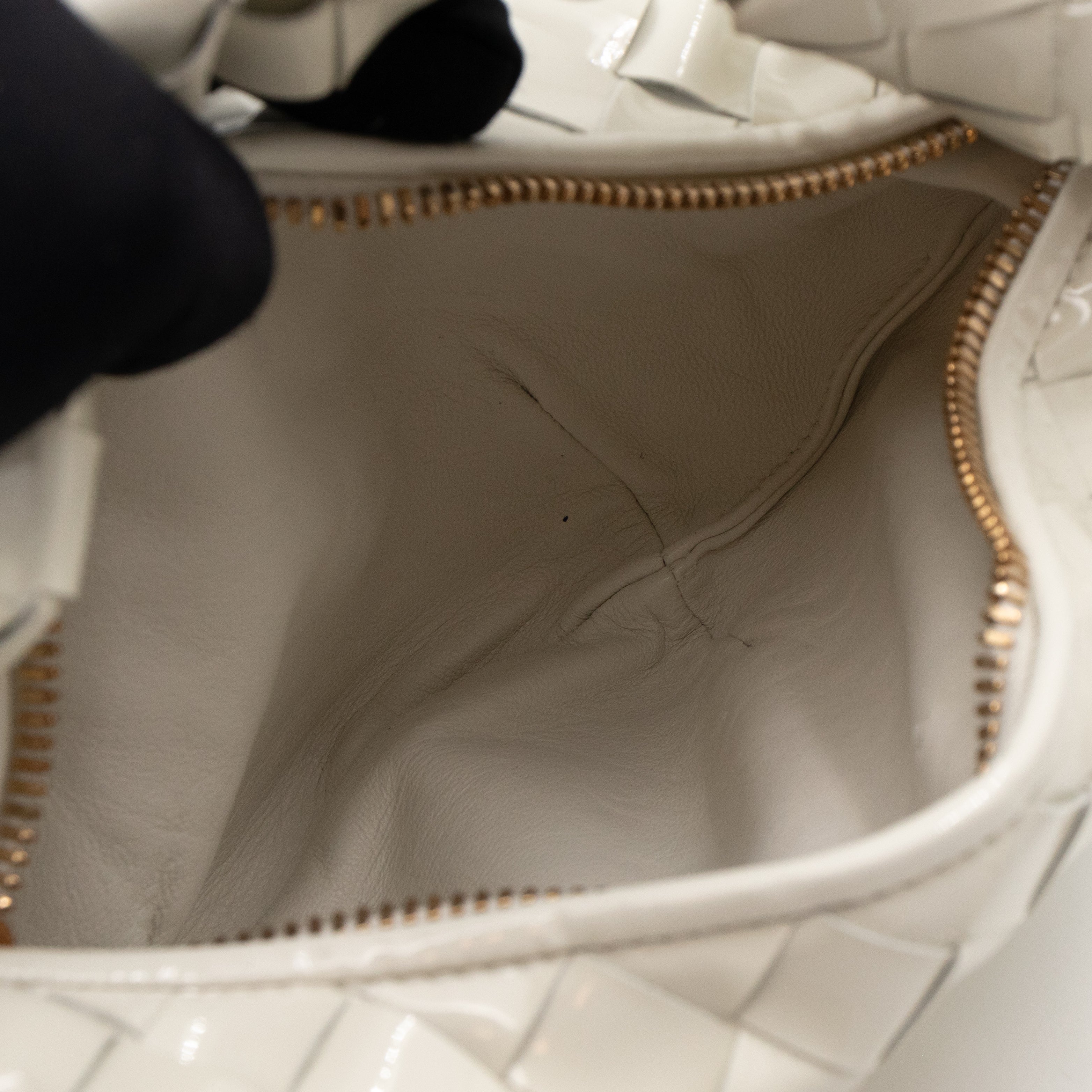 Jodie Mini Intrecciato White Patent Leather