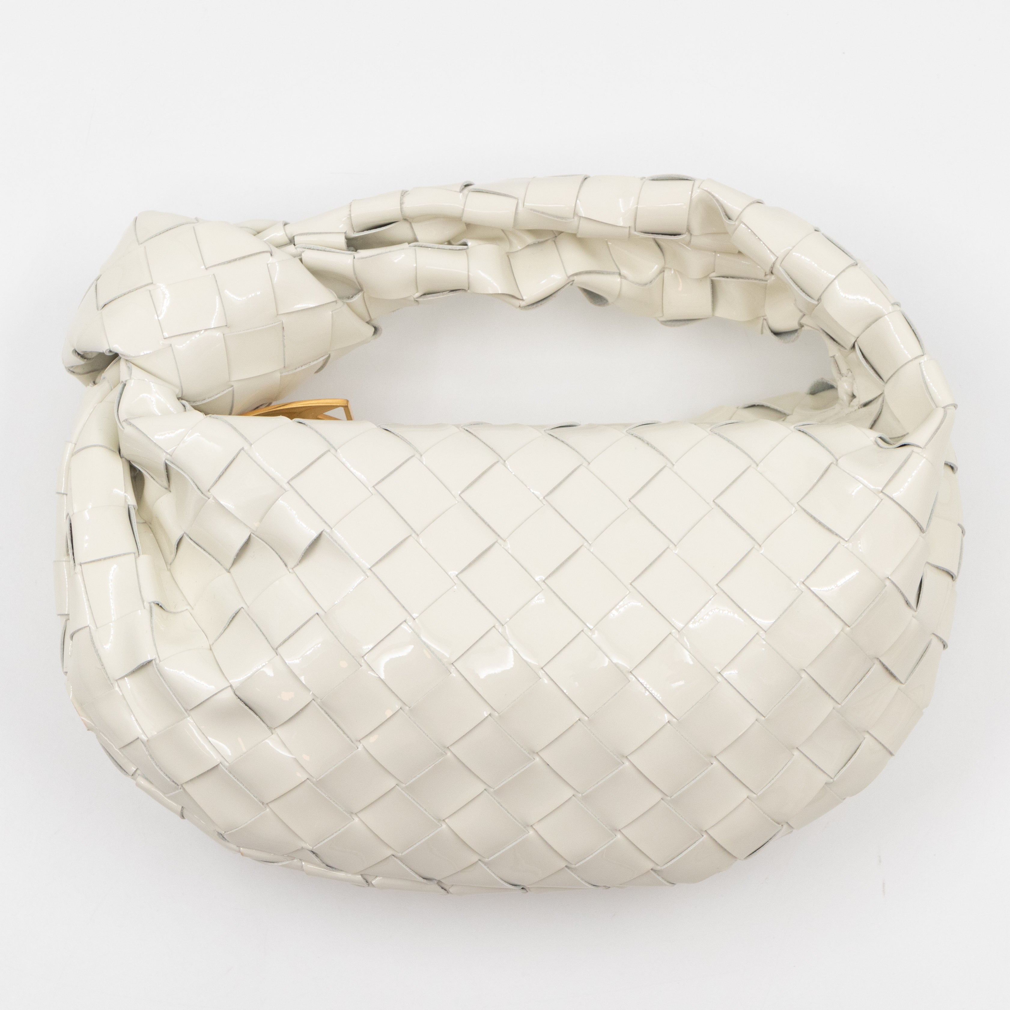 Jodie Mini Intrecciato White Patent Leather