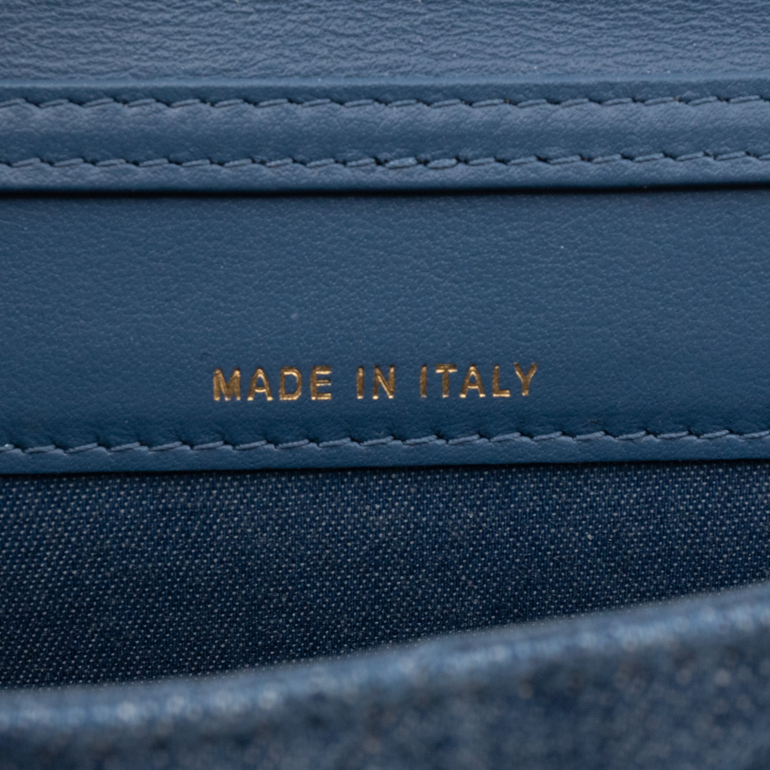 Denim Clutch With Chain Blue Canvas