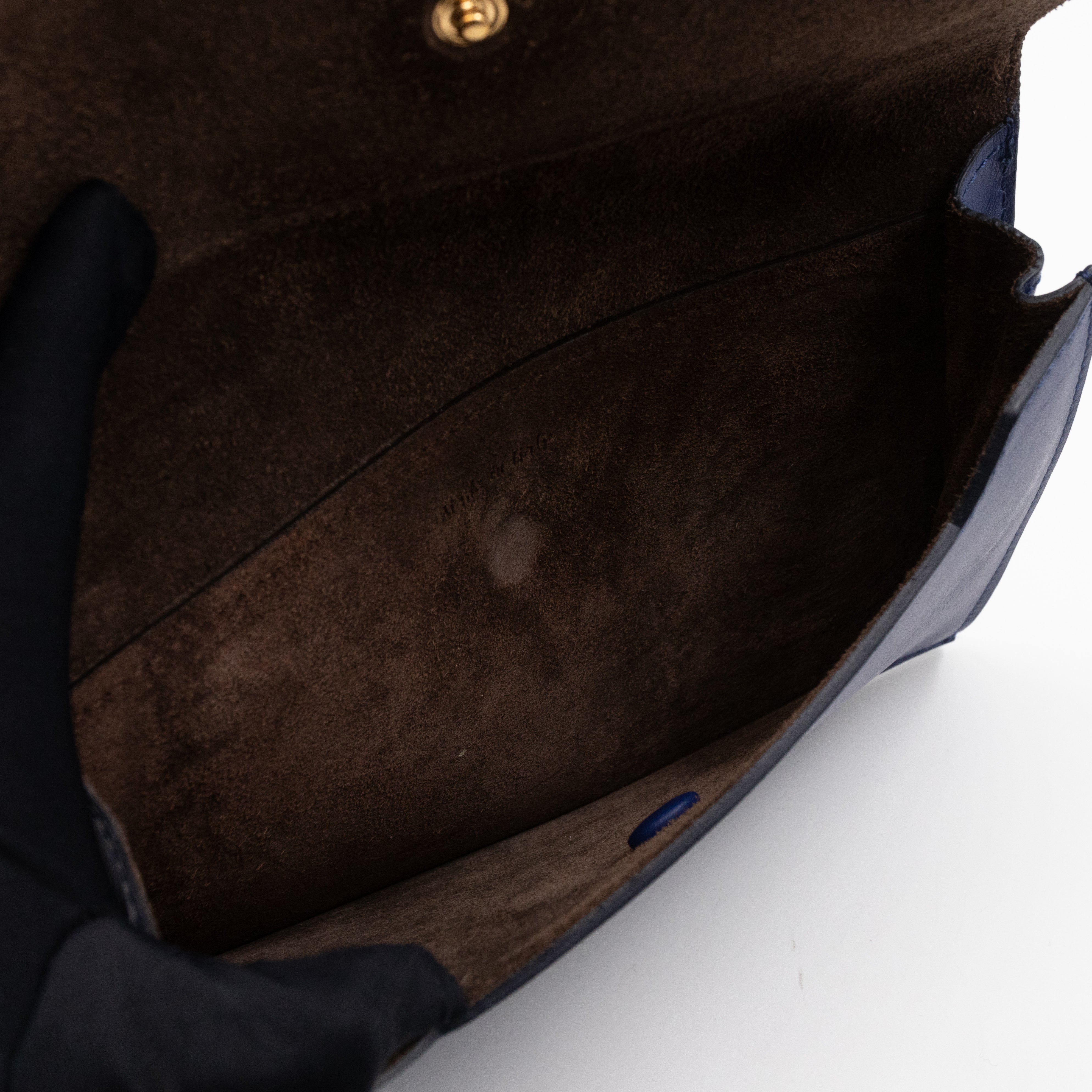 Tie Knot Tote Bag Medium Navy Leather