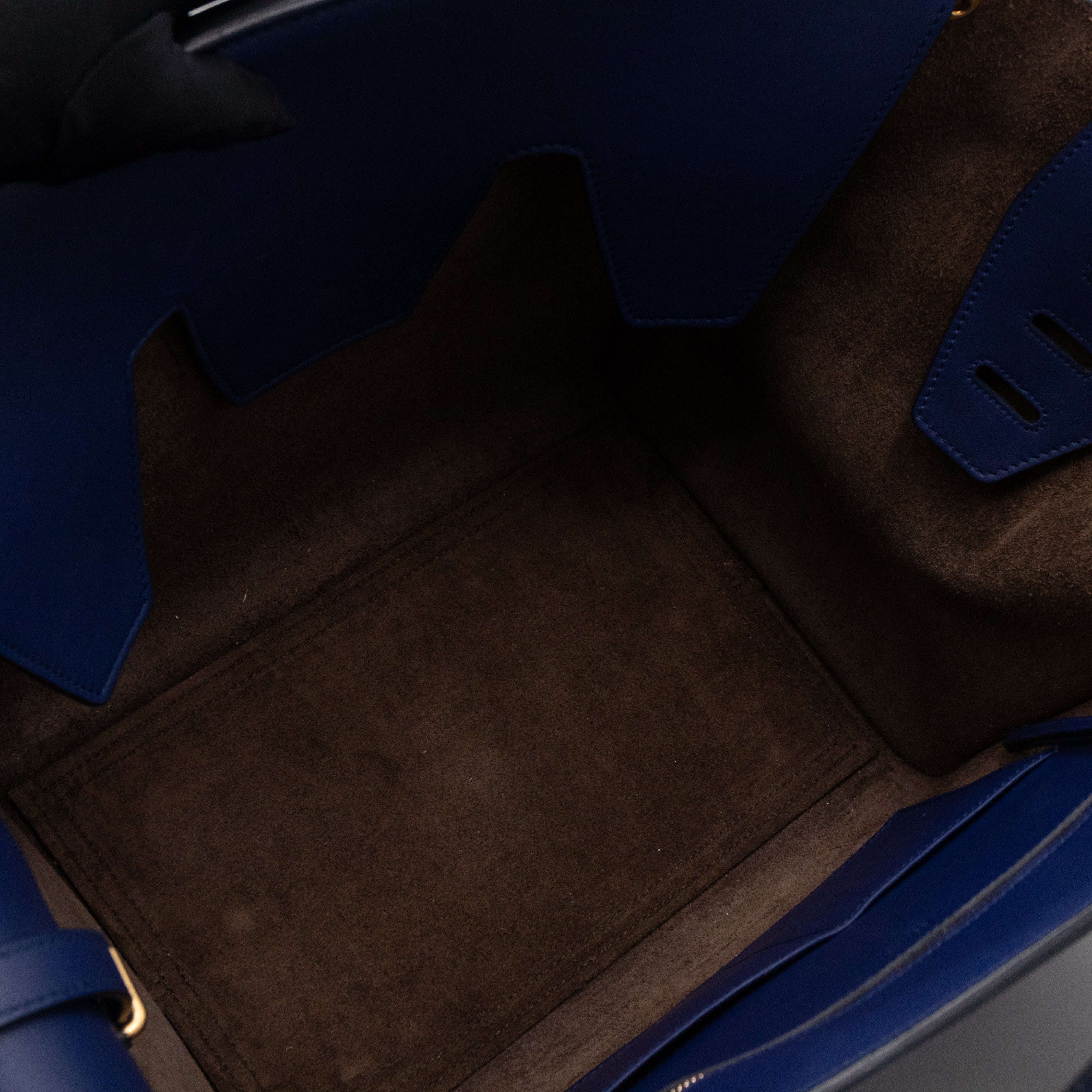 Tie Knot Tote Bag Medium Navy Leather