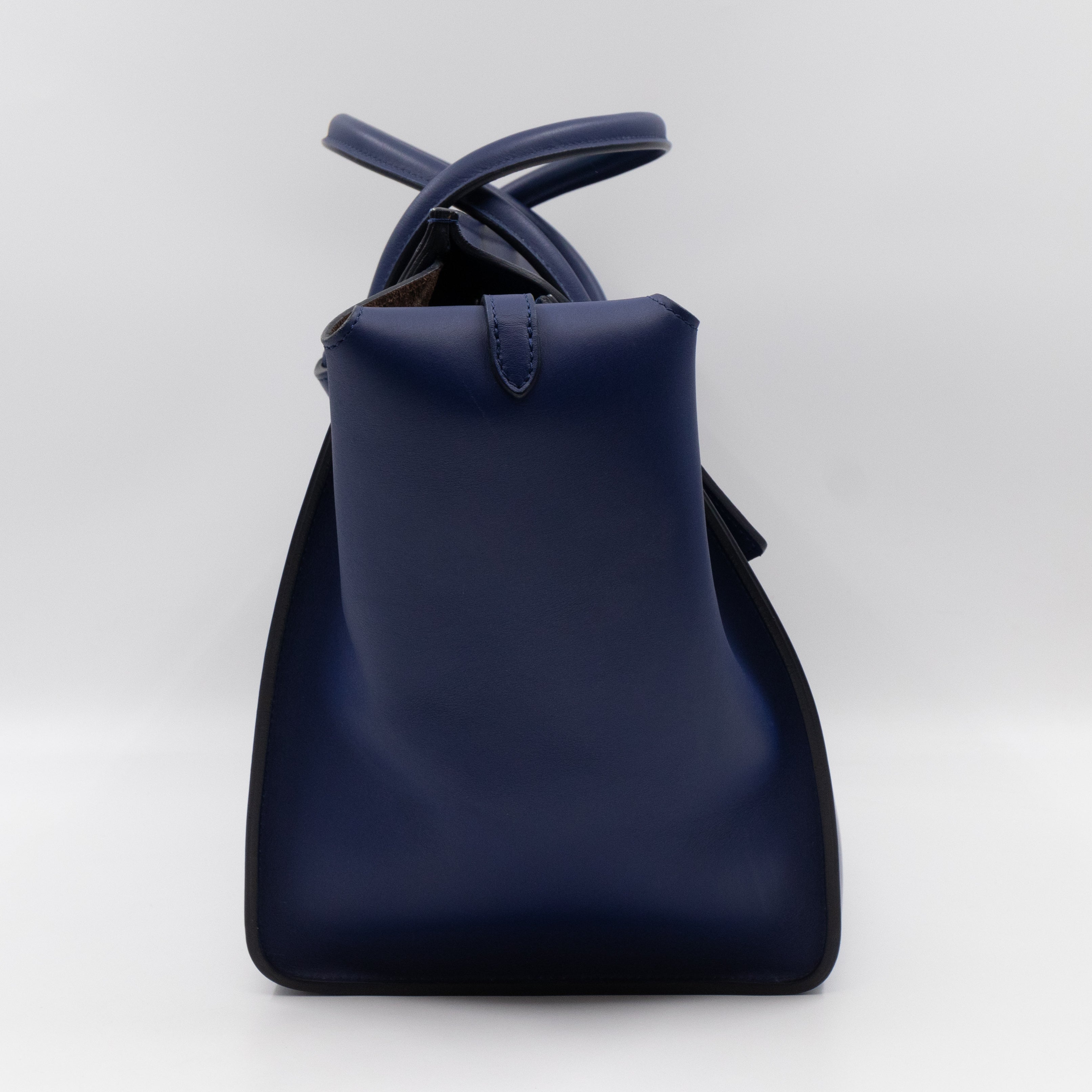 Tie Knot Tote Bag Medium Navy Leather