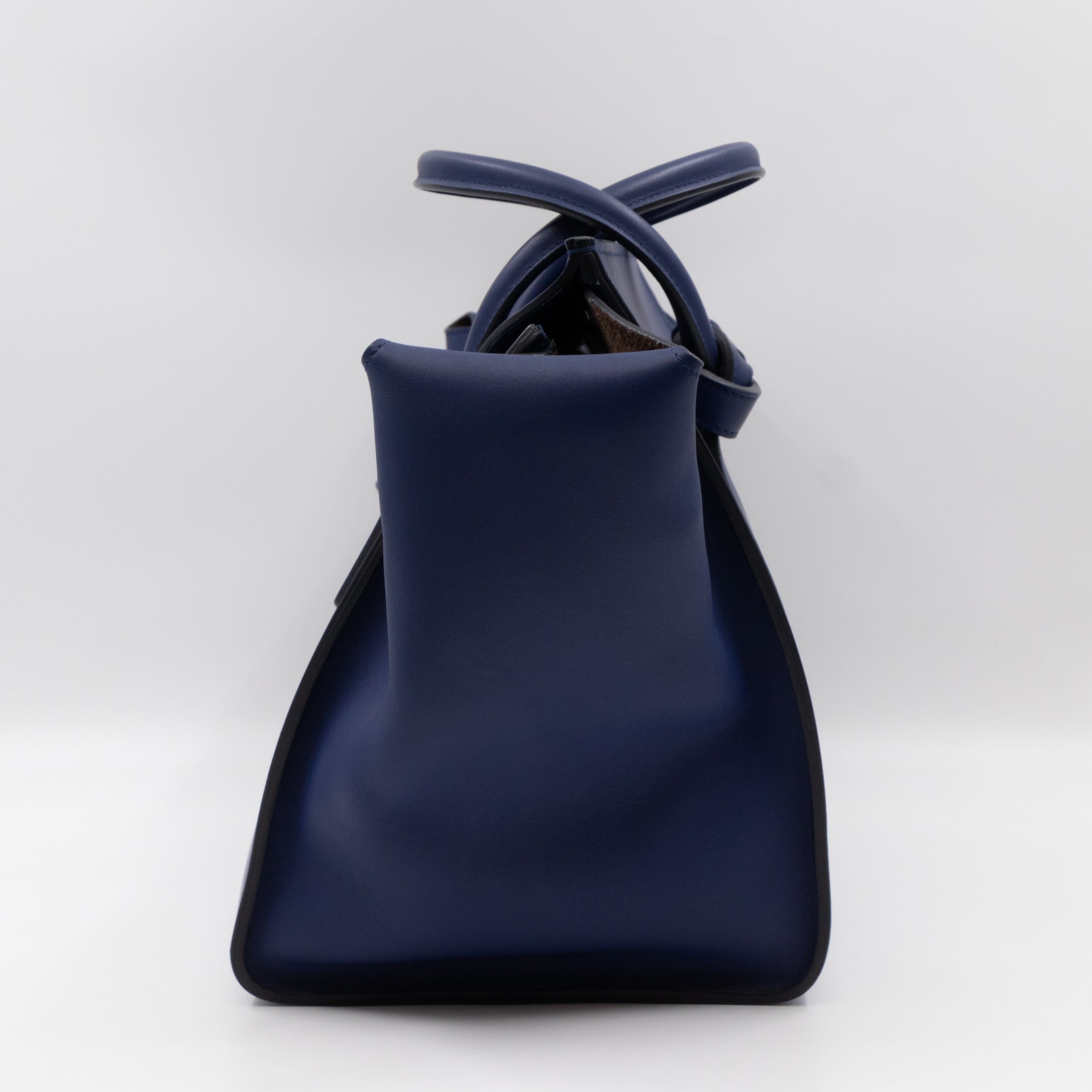 Tie Knot Tote Bag Medium Navy Leather