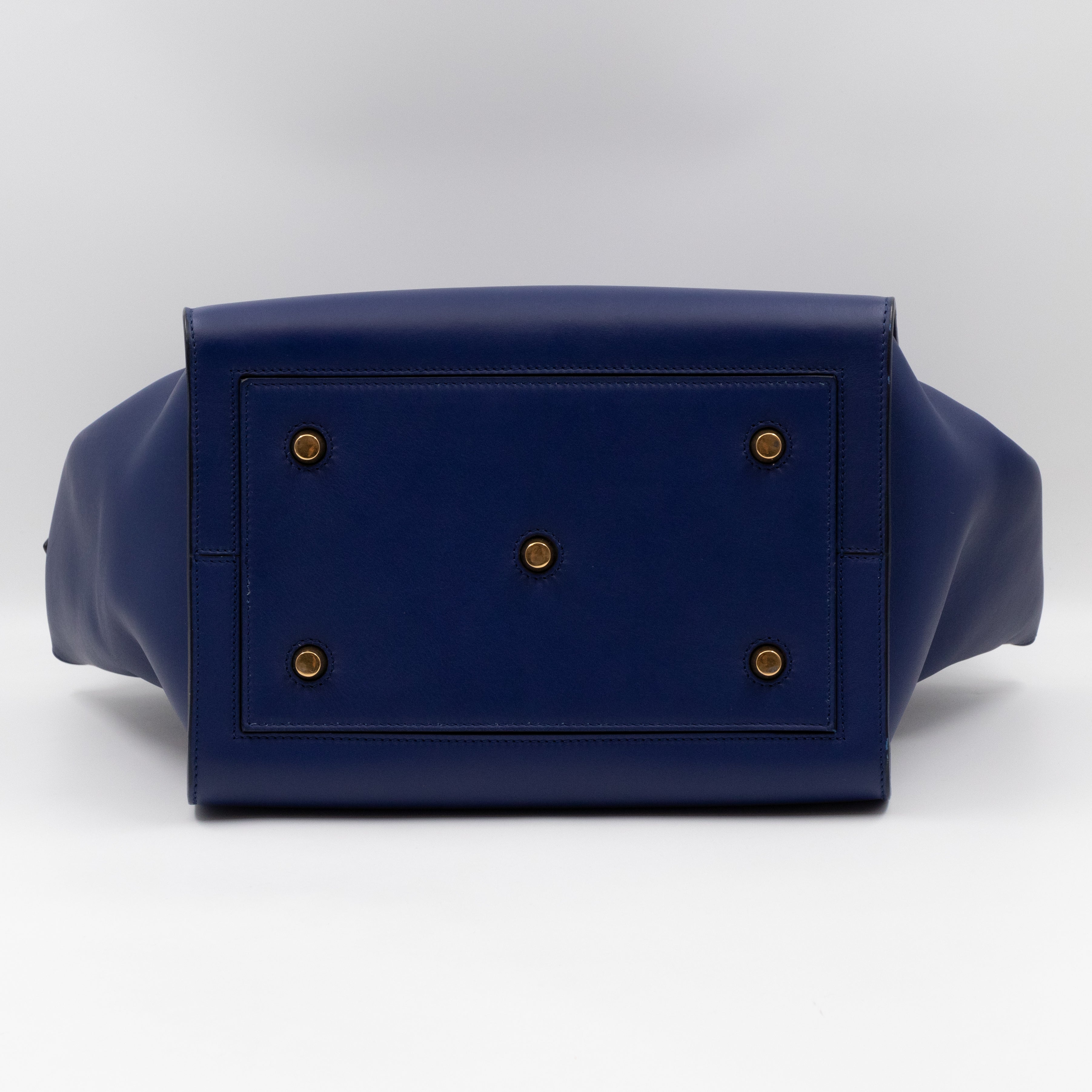 Tie Knot Tote Bag Medium Navy Leather