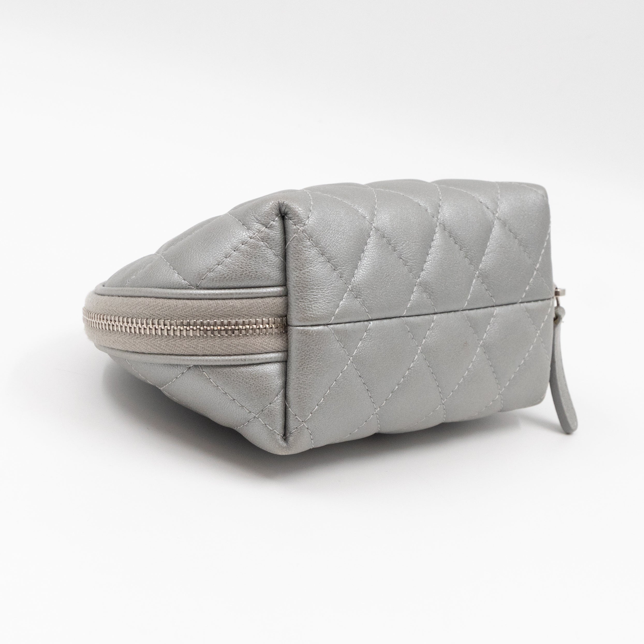 Cosmetic Pouch 2.55 Grey Metallic Leather