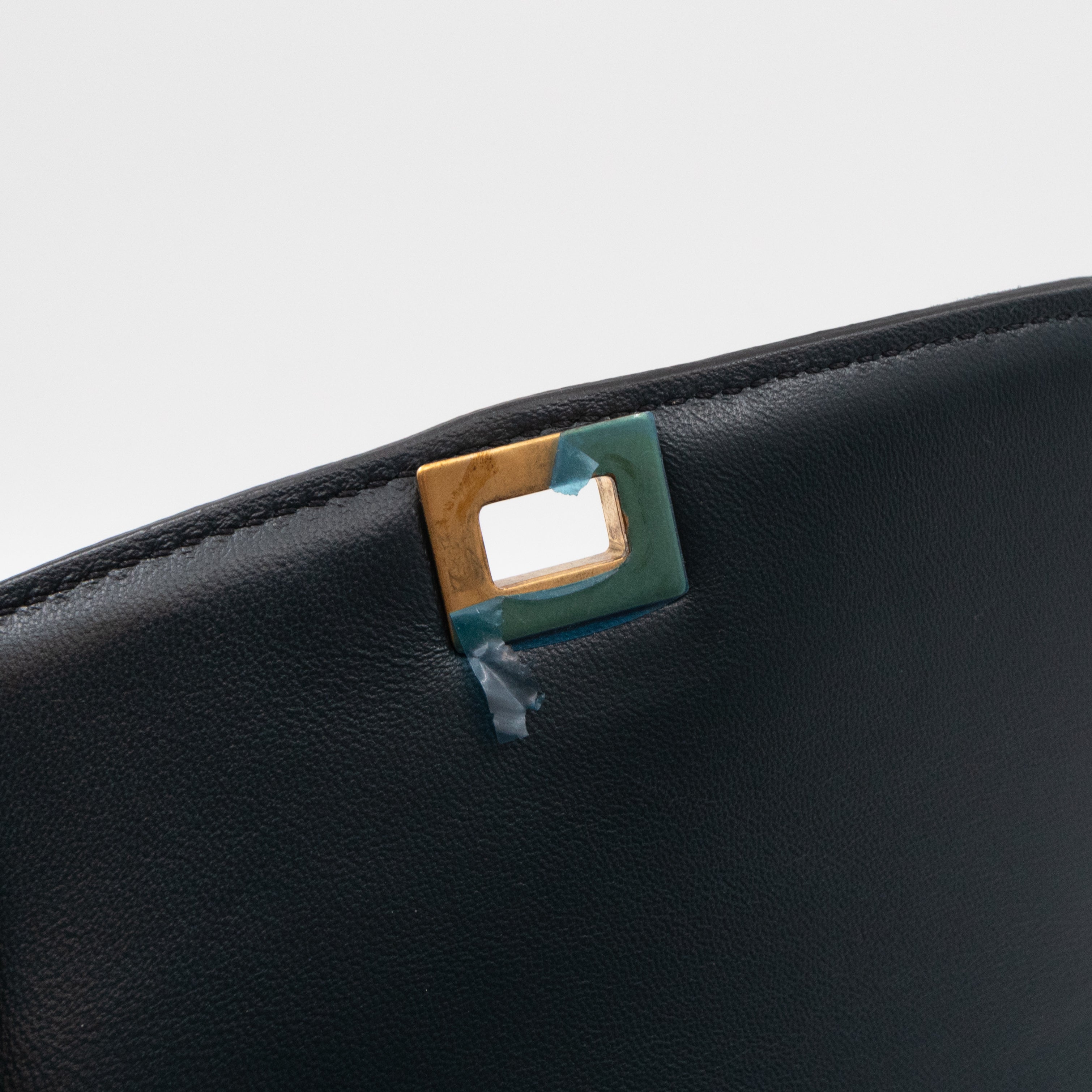 Classic Box Small Green Suede & Black Leather