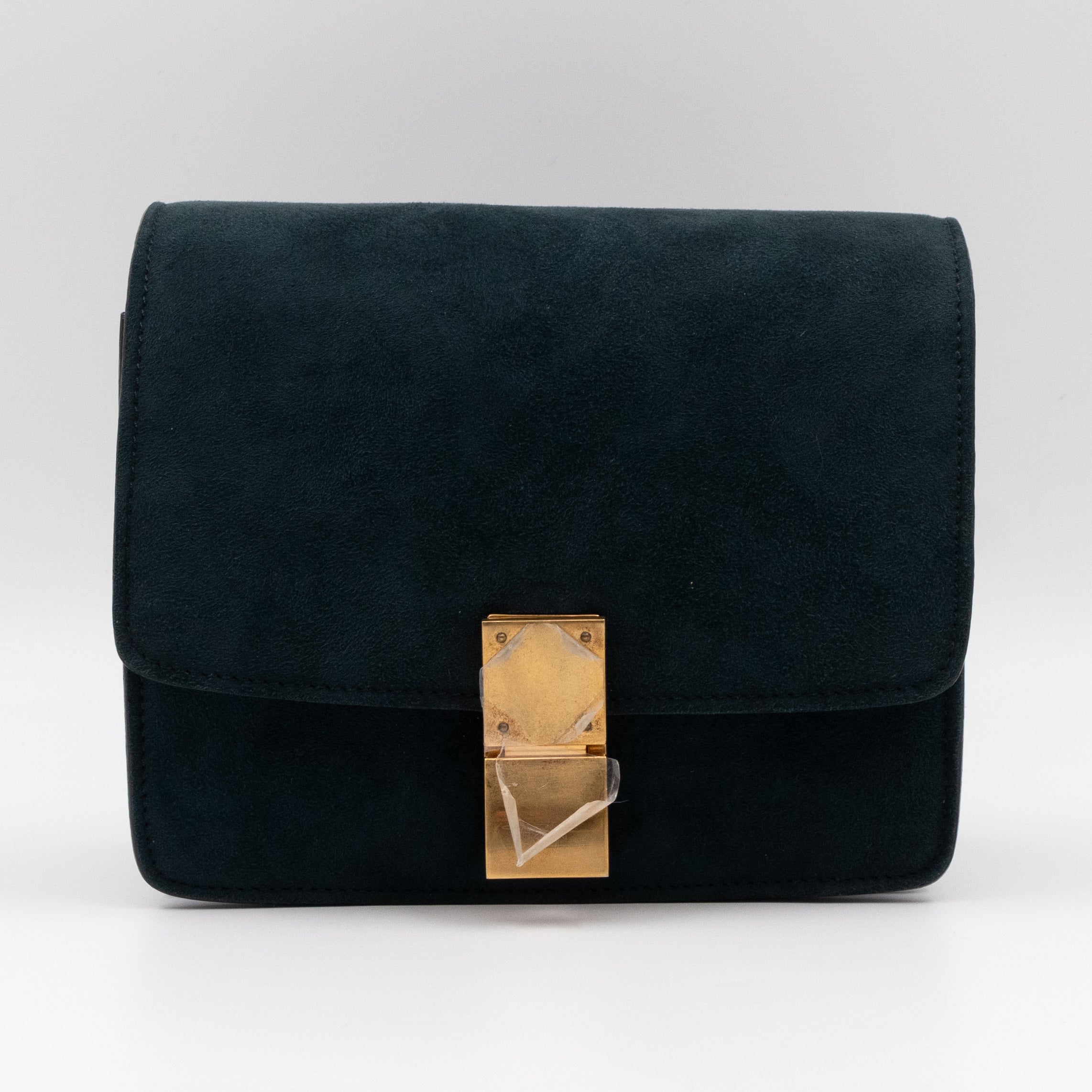 Classic Box Small Green Suede & Black Leather
