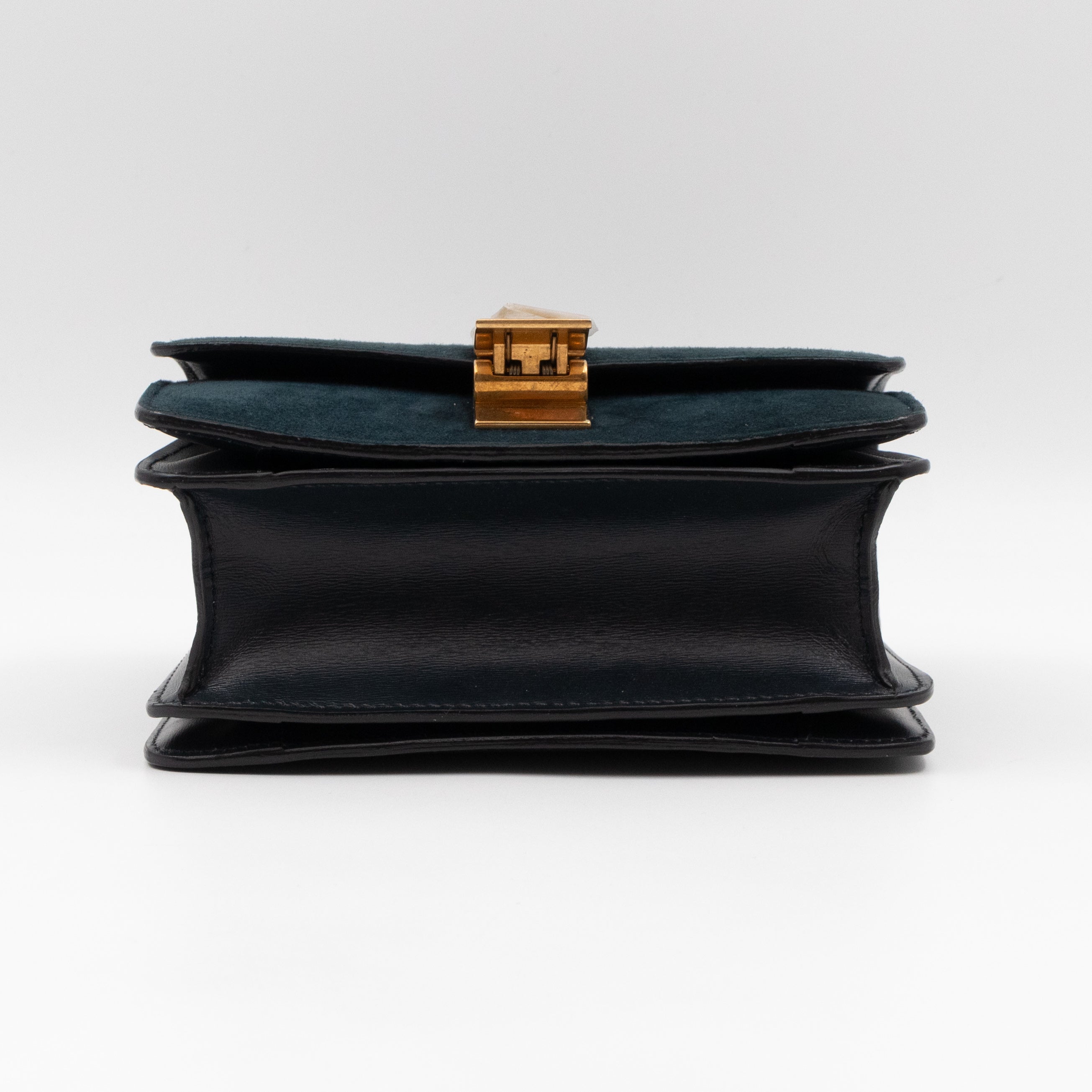 Classic Box Small Green Suede & Black Leather