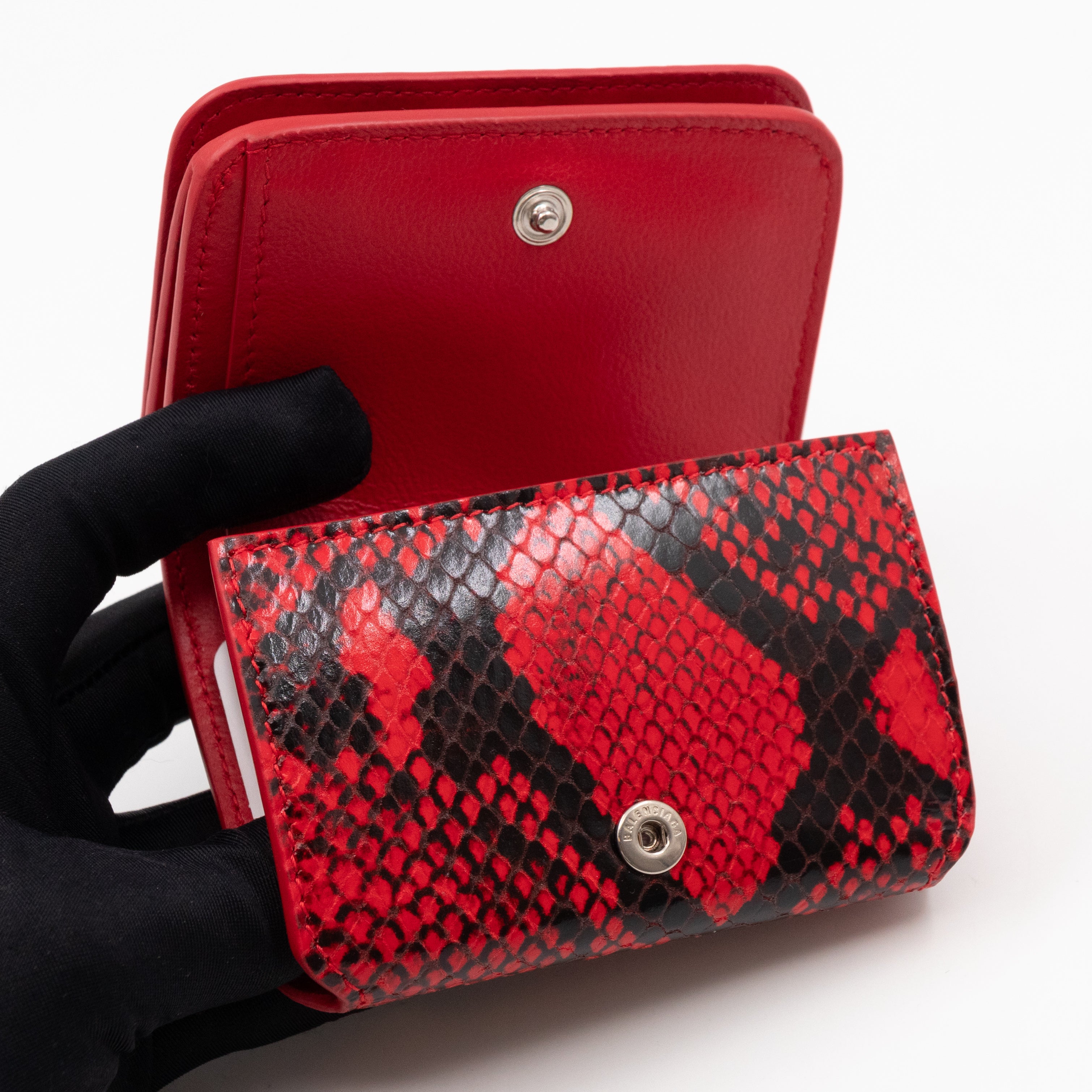 Logo Tri-fold Card Wallet Red Python