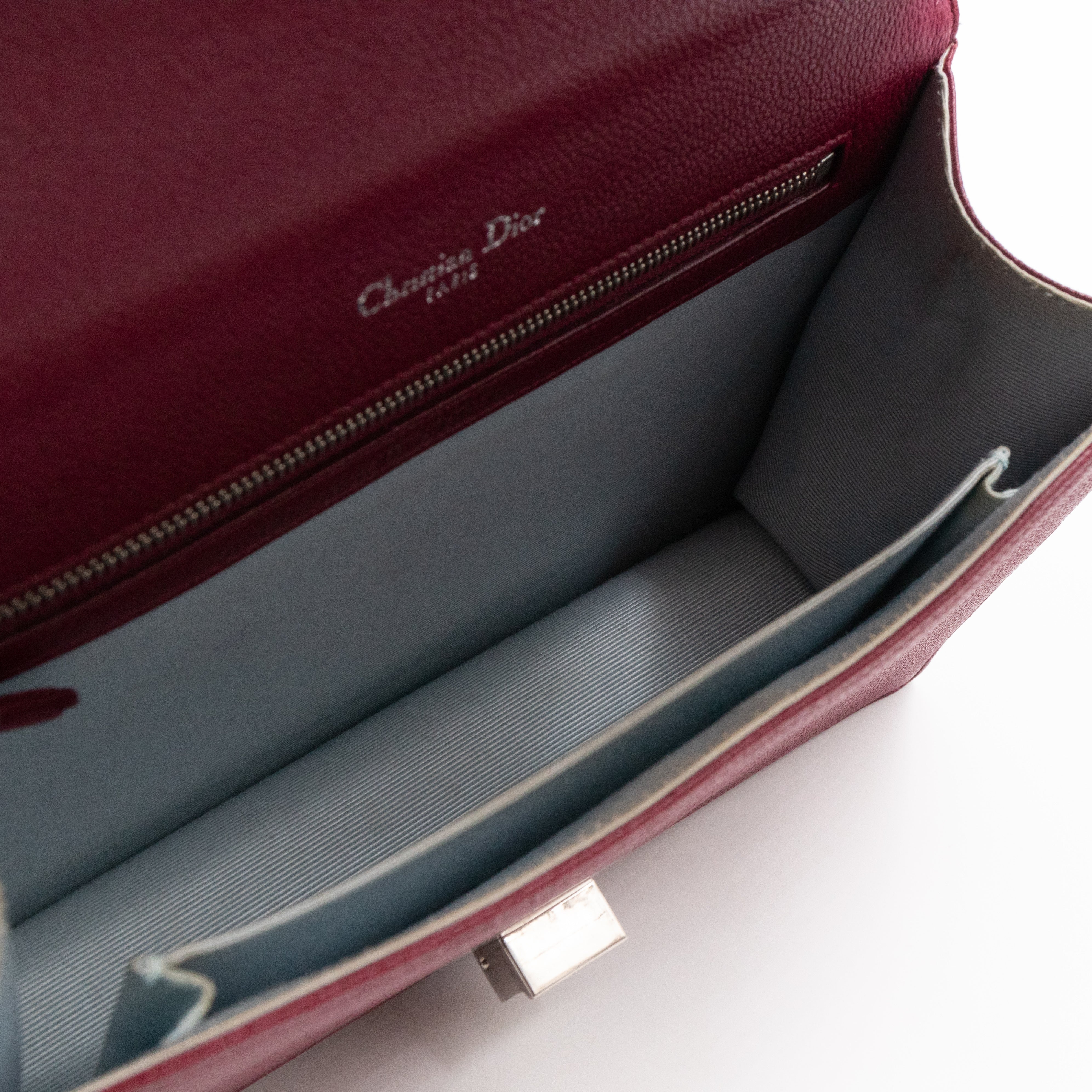 Diorama Medium Flap Bag Burgundy Leather