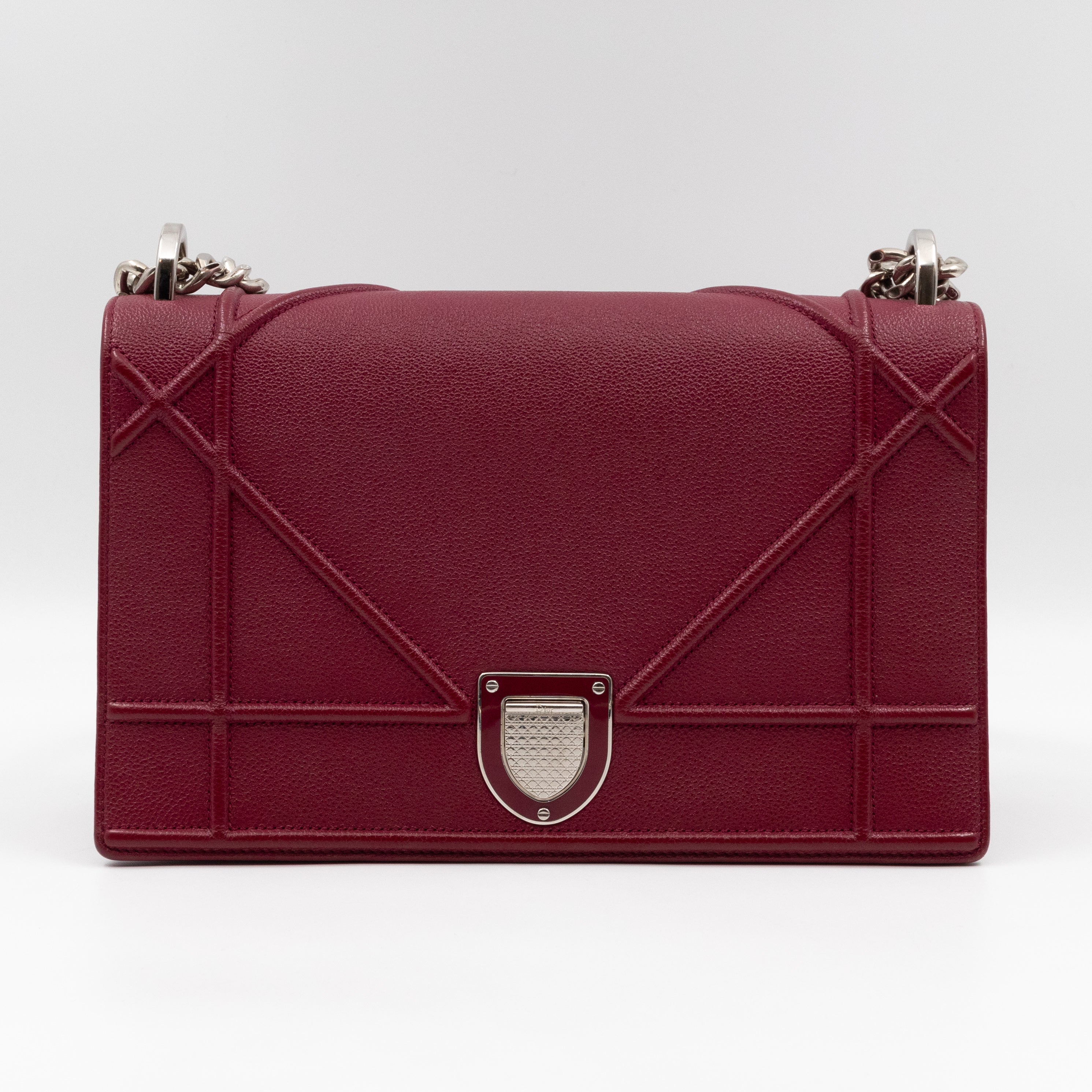 Diorama Medium Flap Bag Burgundy Leather